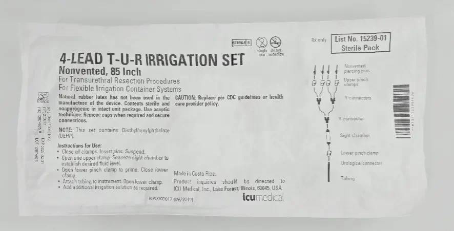 ICU Medical 15239-01 4-Lead T-UR Irrigation Sets Urological Connector Irrigation Set Large Bore 4-Lead 85" CS/10 - Image 2