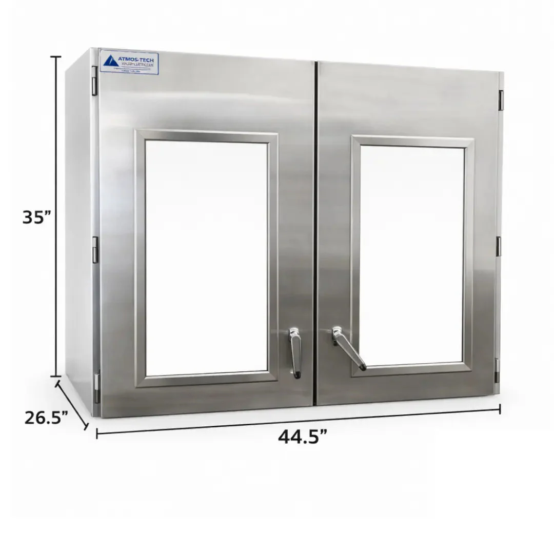 Industrial Stainless Steel Passthrough Cabinet w/Glass Doors Restaurant Wine Bar