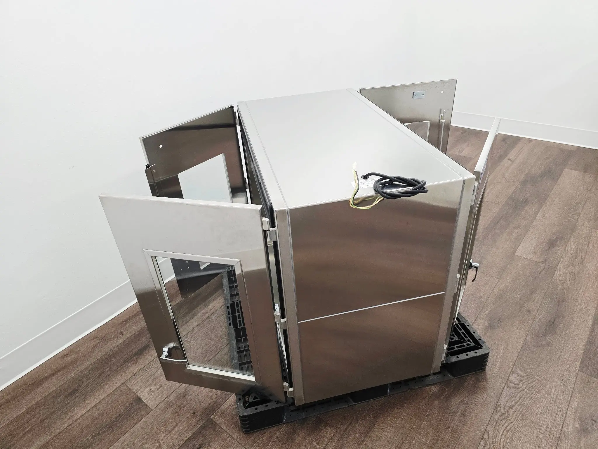 Industrial Stainless Steel Passthrough Cabinet w/Glass Doors Restaurant Wine Bar - Image 7