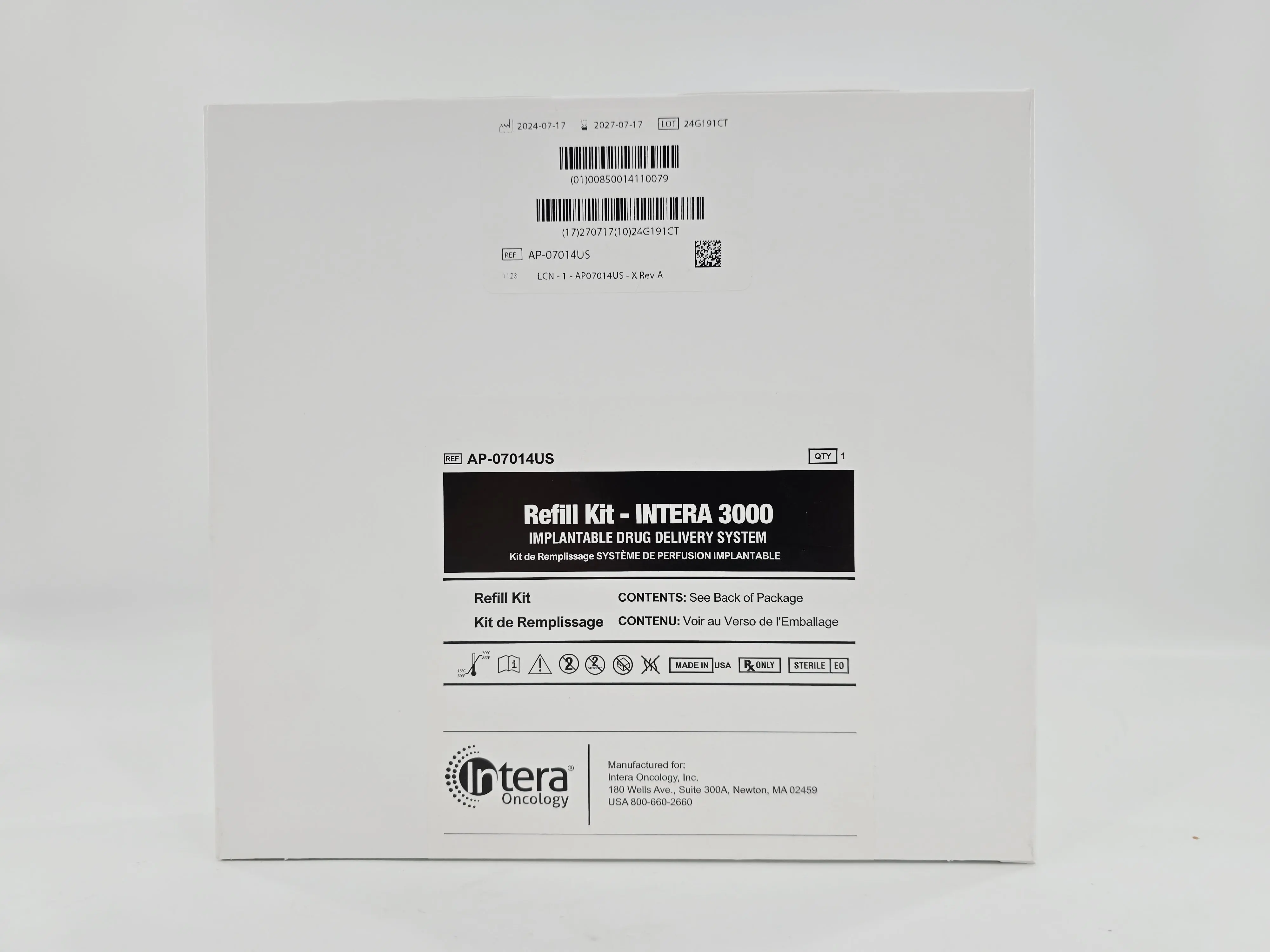 Intera Oncology AP-07014US Refill Kit INTERA 3000 Implantable Drug Delivery System 1/EA - Image 2