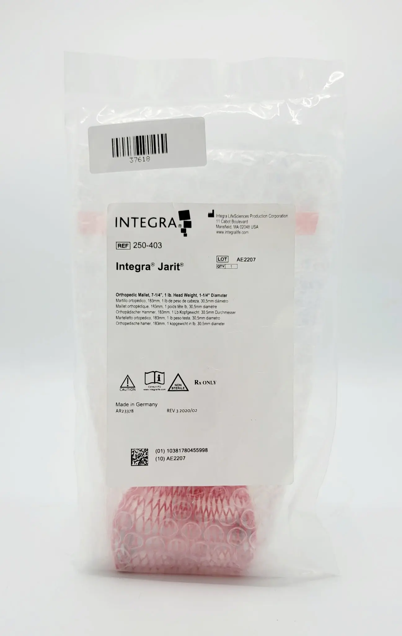 Jarit 250-403 Mallet 1lb Head Weight 1-1/4" Diameter Orthopedic 7-1/8" NEW - Image 3