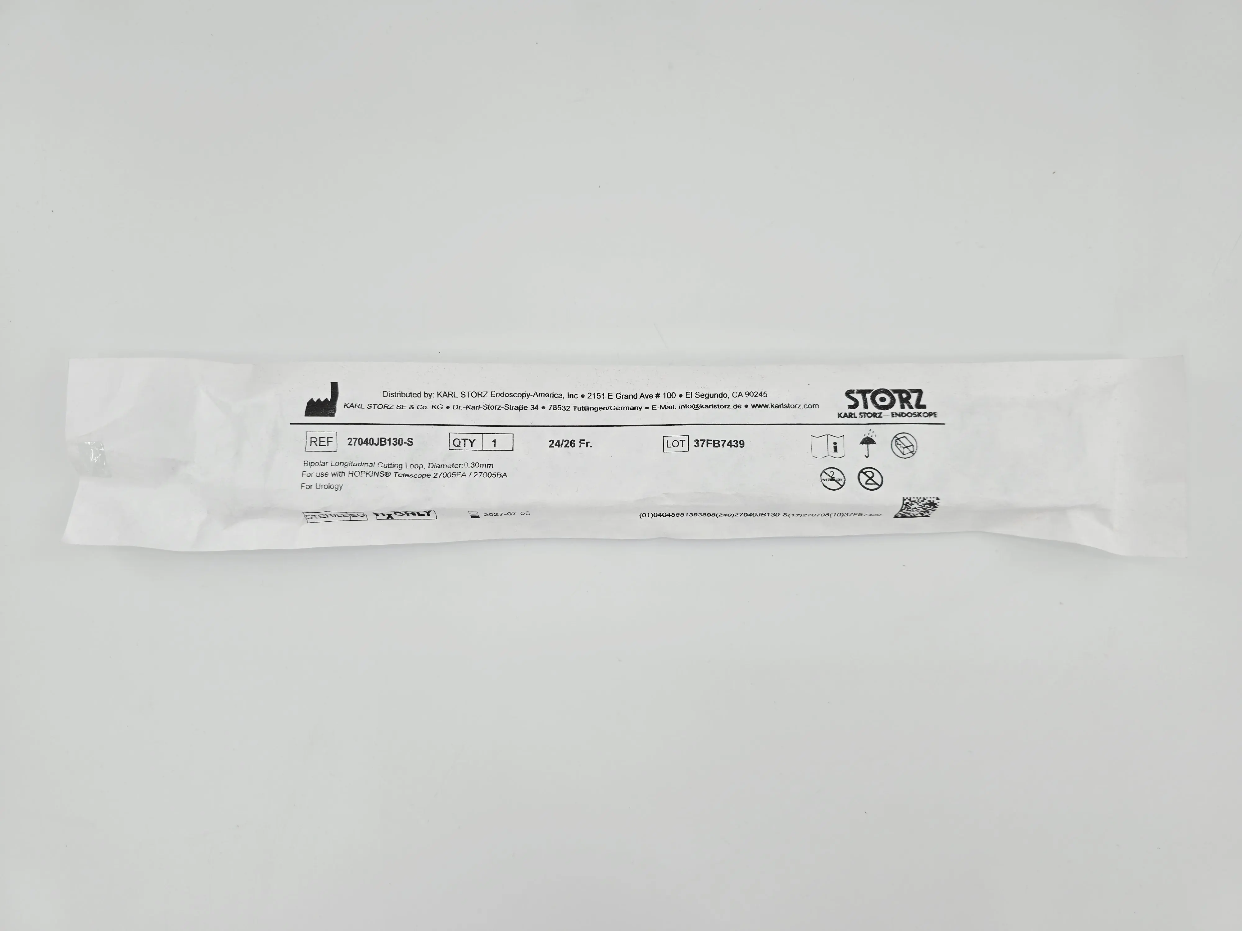 Karl Storz 27040JB130 24/26Fr. Bipolar Longitudinal Cutting Loop, 0.30mm Diameter For HOPKINS Telescope Urology - Image 2