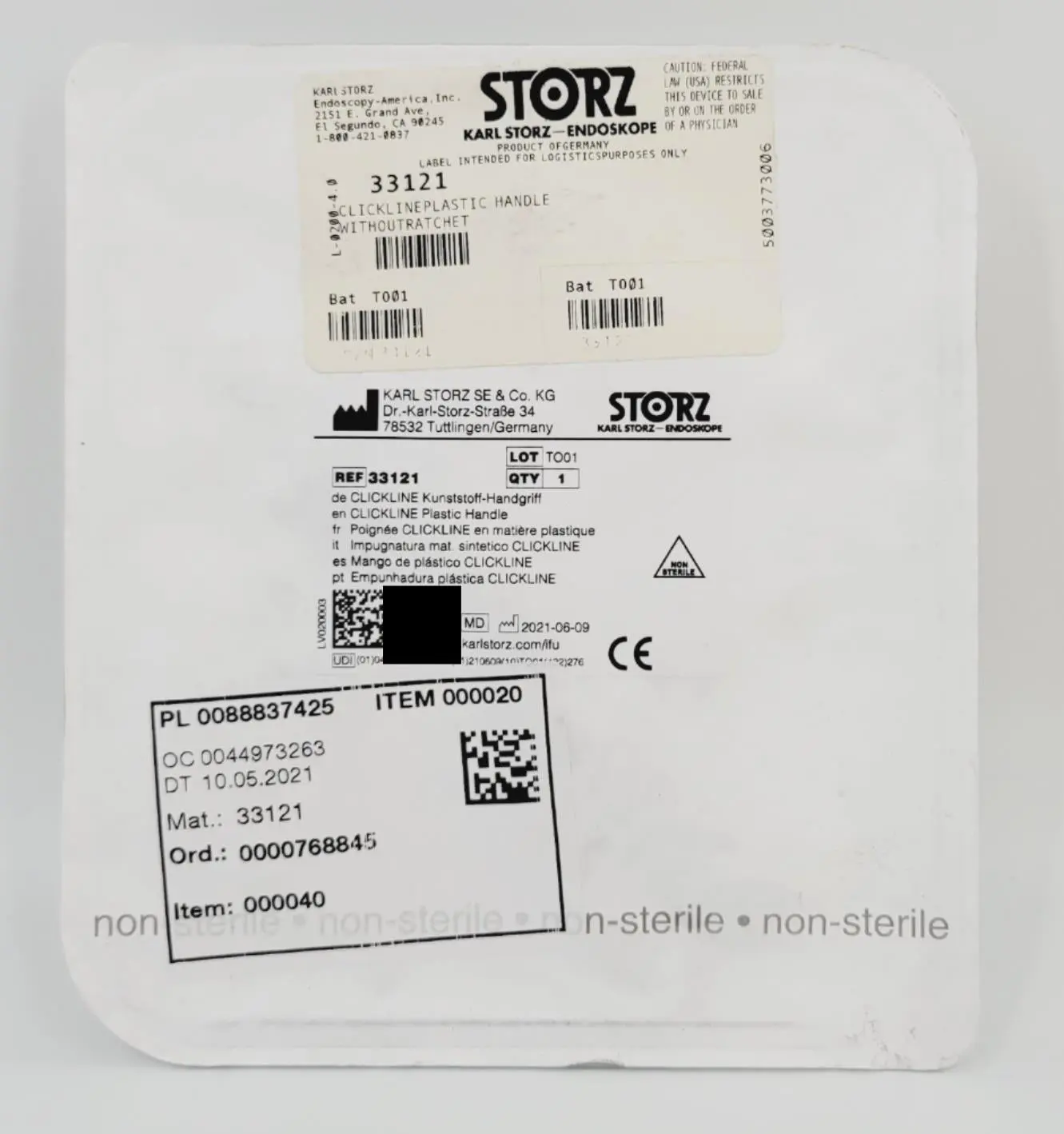 Karl Storz 33121 Clickline Plastic Handle w/o Ratchet 5-1/2" - Image 2