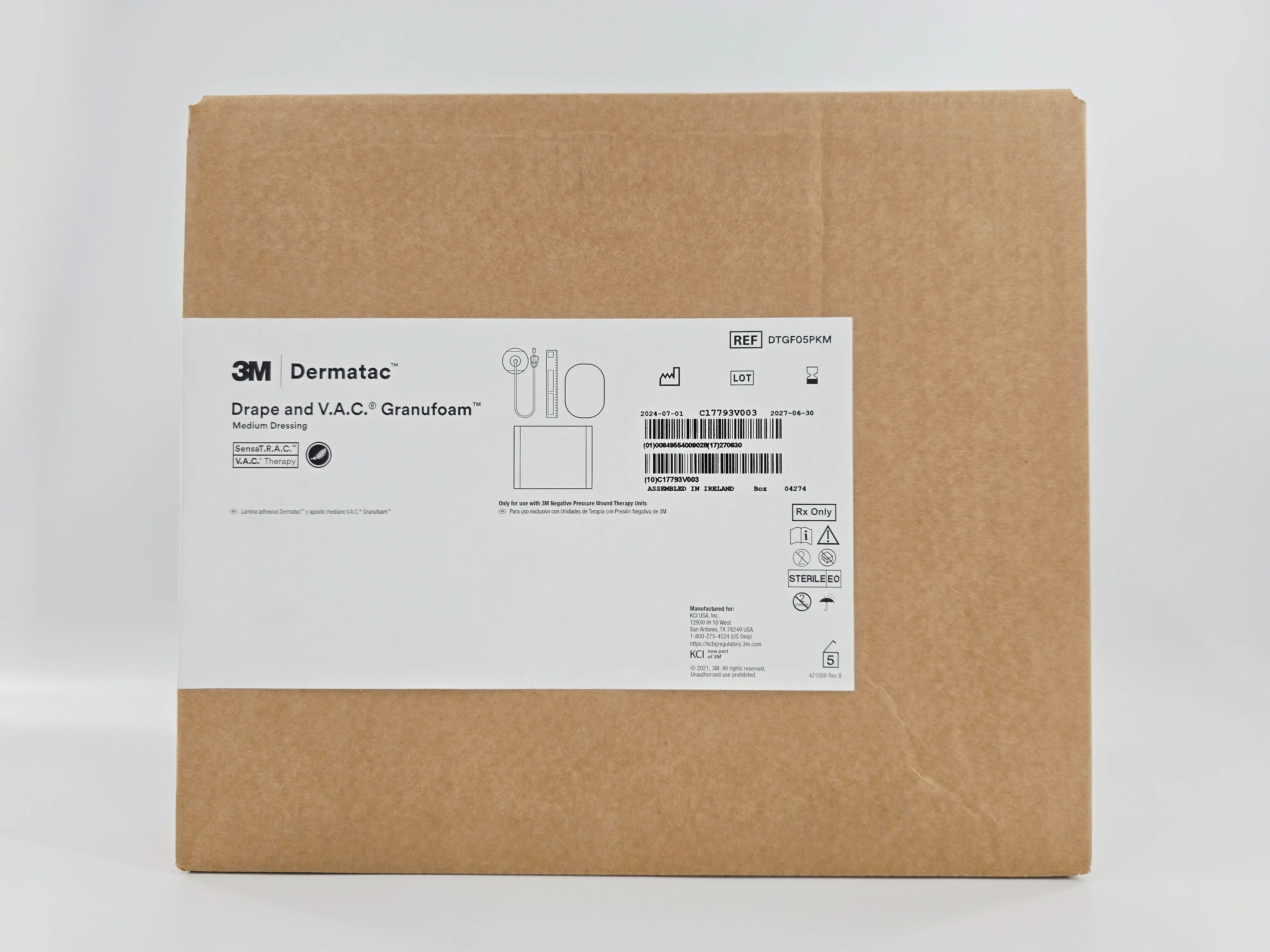 KCI DTGF05PKM 3M Dermatac Drape and V.A.C. Granufoam Medium Dressing CS/5 - Image 2