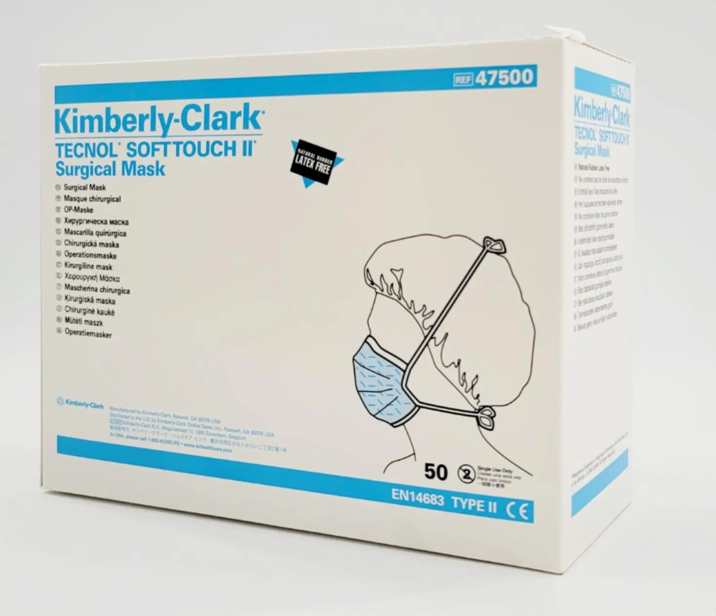 Kimberly Clark 47500-57 Tecnol Soft Touch ll Surgical Mask Blue 300 Case - Image 2