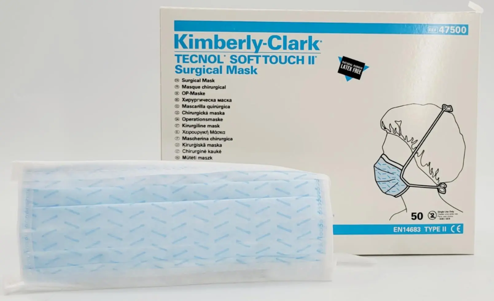 Kimberly Clark 47500-57 Tecnol Soft Touch ll Surgical Mask Blue 300 Case - Image 3