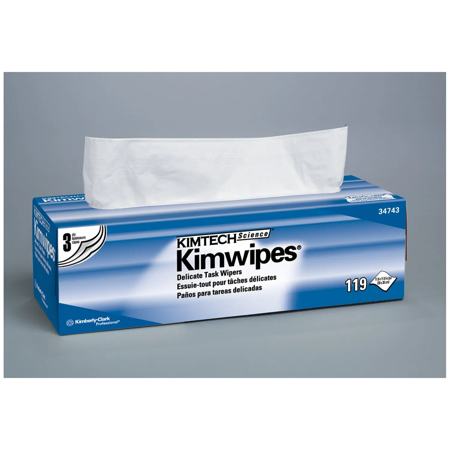 KIMBERLY-CLARK 34743 DELICATE TASK WIPES KIMTECH SCIENCES KAYDRY EX-L, 12" x 12", 3-Ply, White, 100/pk, 15pk/cs (42 cs/plt)