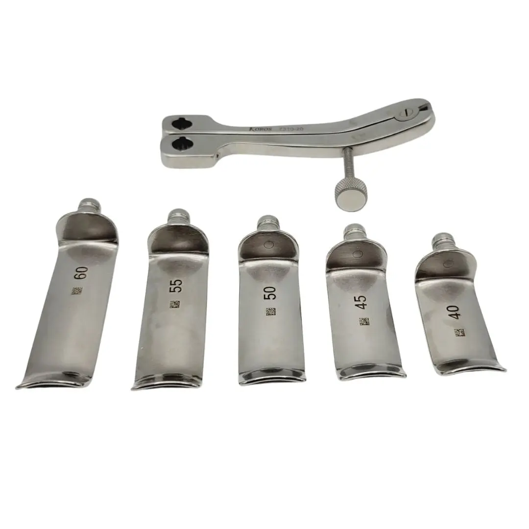 Koros 7310-10 V-Type Retractor Set w/ 5 Blunt Blades 40mm 50mm 55mm 60mm New