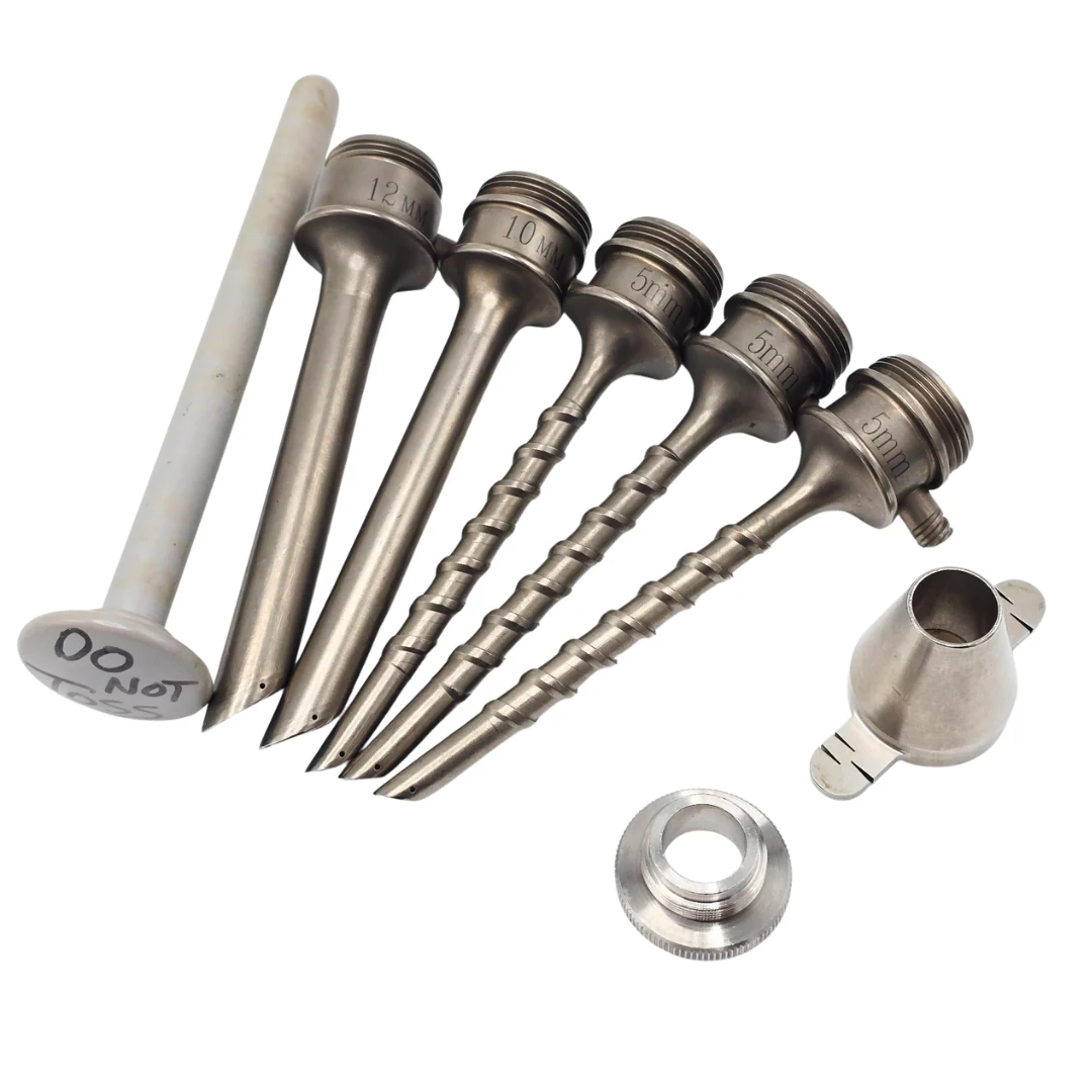 Laparoscopic Trocar Set 5mm/10mm/12mm Cannulas Obturator & Adapter Spiral Shaft