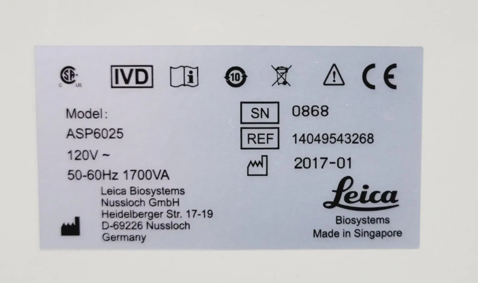 Leica Biosystems ASP6025 Automated Vacuum Tissue Processor Powers Up AS-IS - Image 6