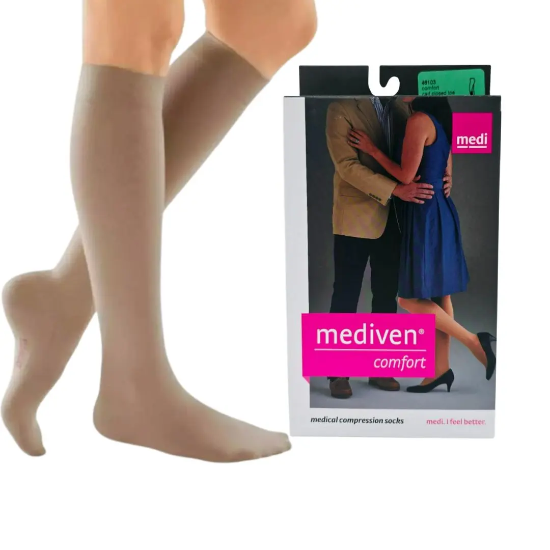 Medi 46103 Comfort Women's Calf High, Closed Toe, (Size: III) 20-30mmHg Natural