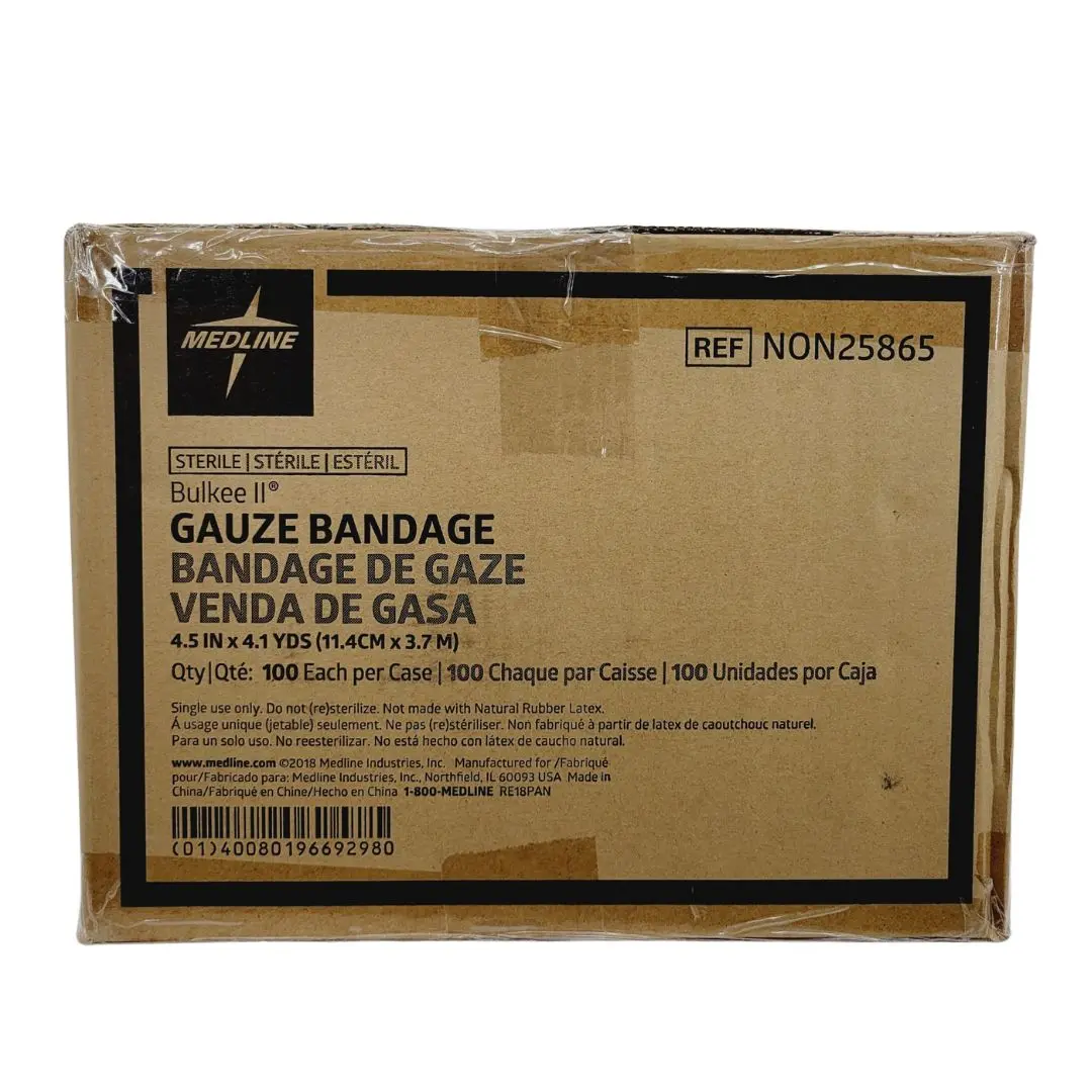 Medline Bulkee II Gauze Bandage 4.5" x 4.1 yd NON25865 Case of 100 Sterile Rolls - Image 2