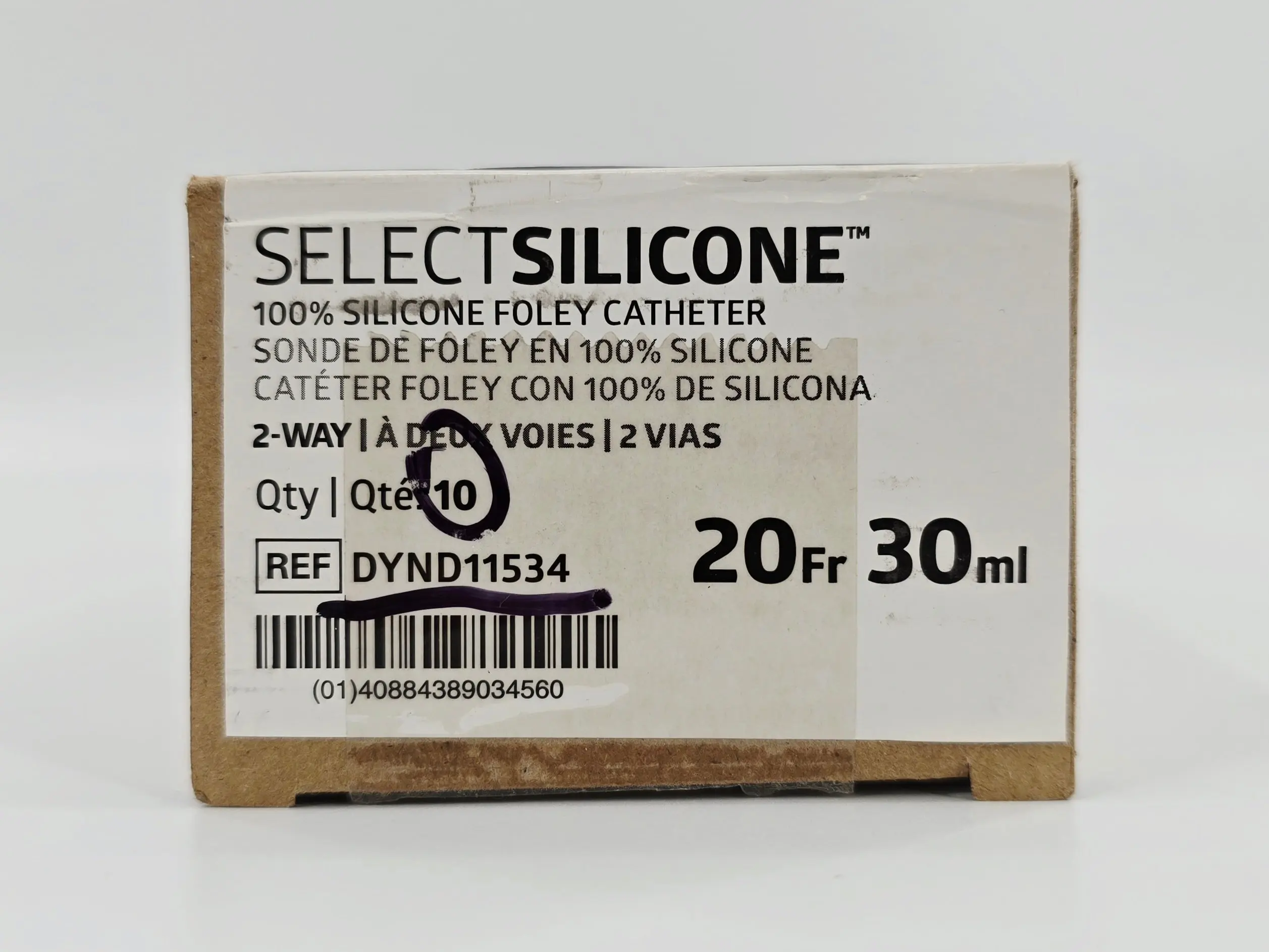 Medline DYND11534 SELECTSILICONE Foley Catheter 100% Silicone 2-Way 20Fr. 30mL BX/10 - Image 3