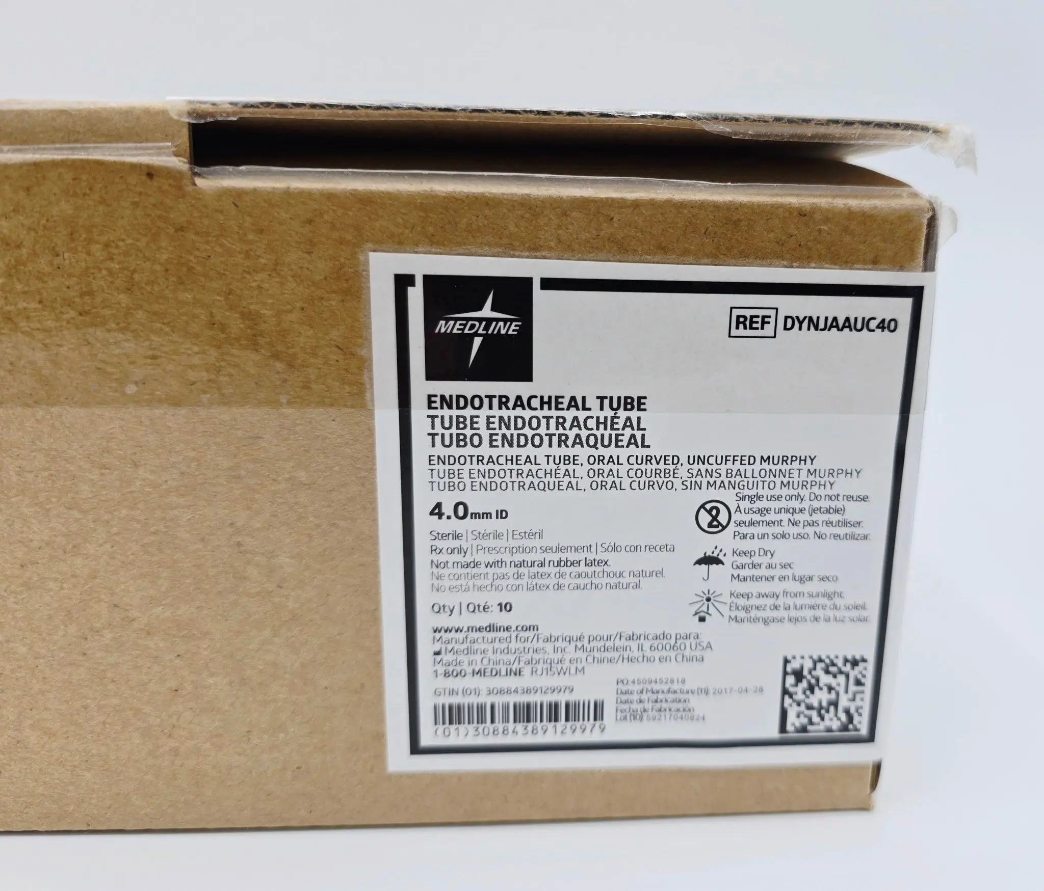 Medline DYNJAAUC40 Endotracheal Tube Oral Curved Murphy 4mm Uncuffed Box 10 - Image 4