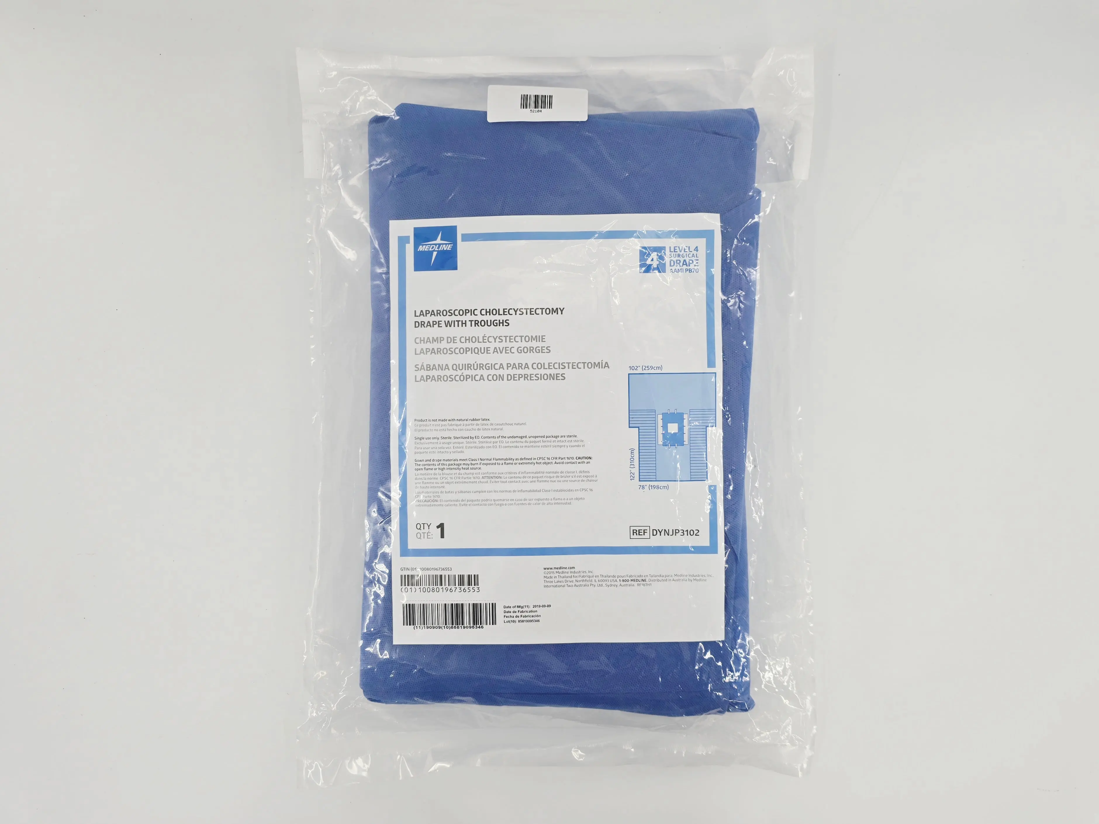 Medline DYNJP3102 Laparoscopic Cholecystectomy Drape with Troughs Level 4 Surgical Drape EA - Image 2