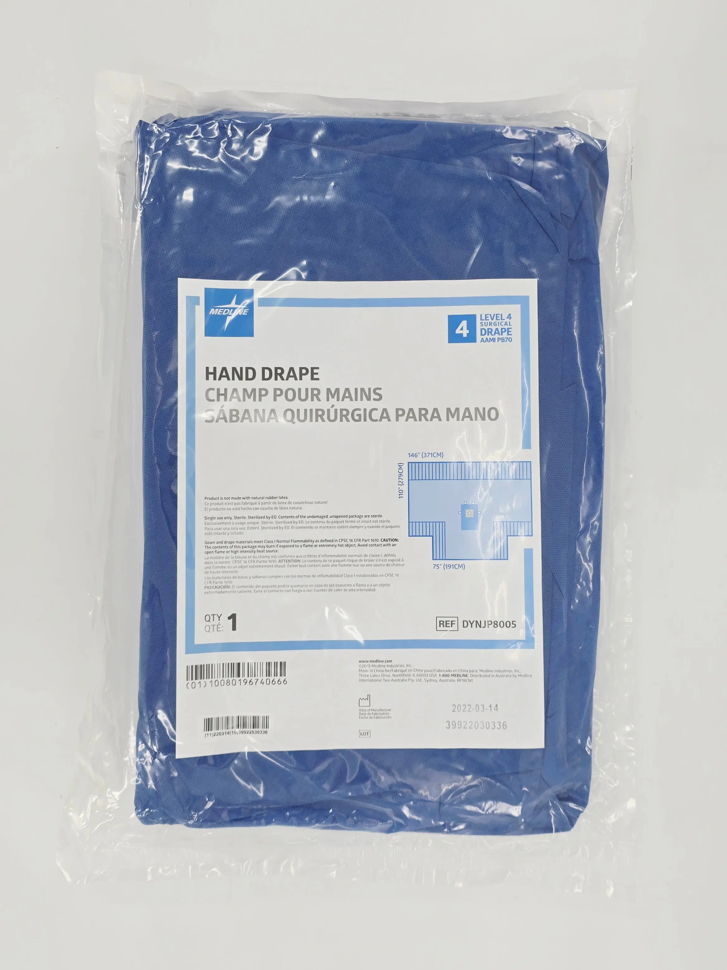 Medline DYNJP8005 Hand Drape Level 4 Surgical Drape - Image 2