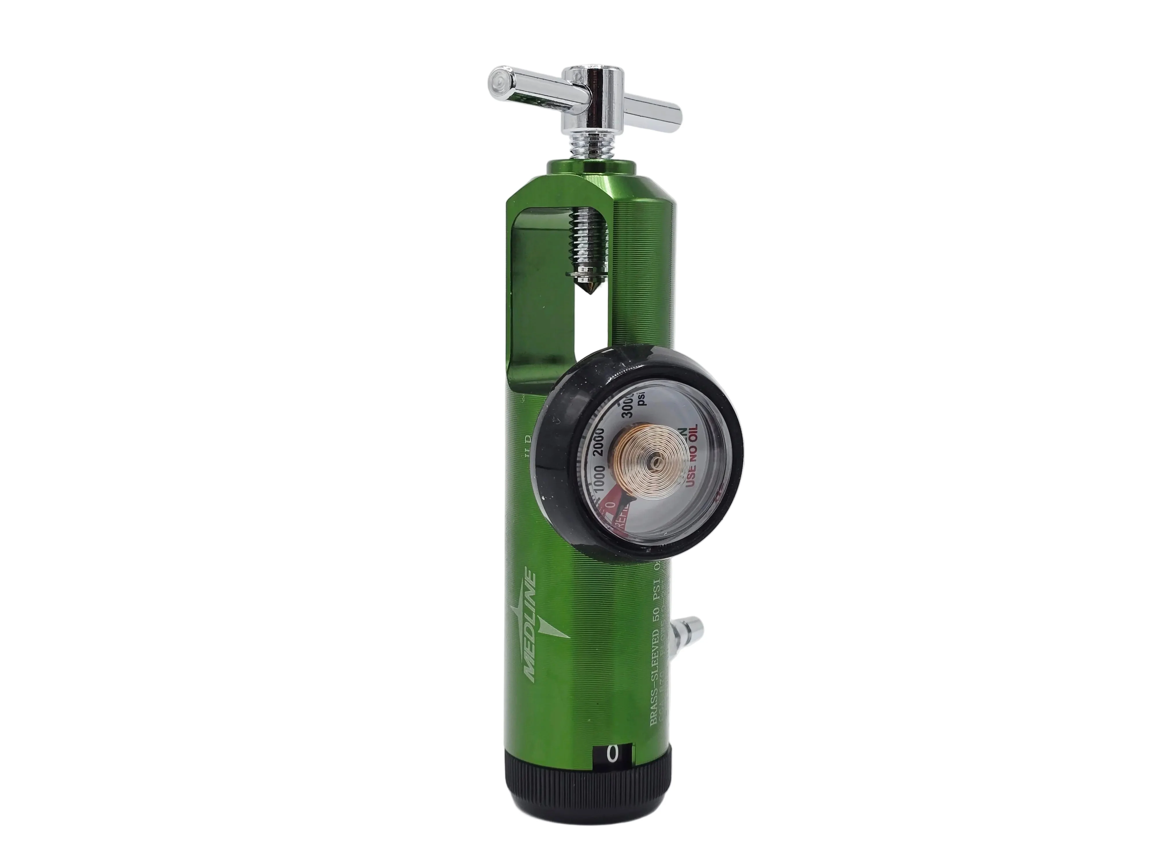 Medline HCS8725M Mini Oxygen Regulator 0-25 LPM CGA-870 Brass Aluminum