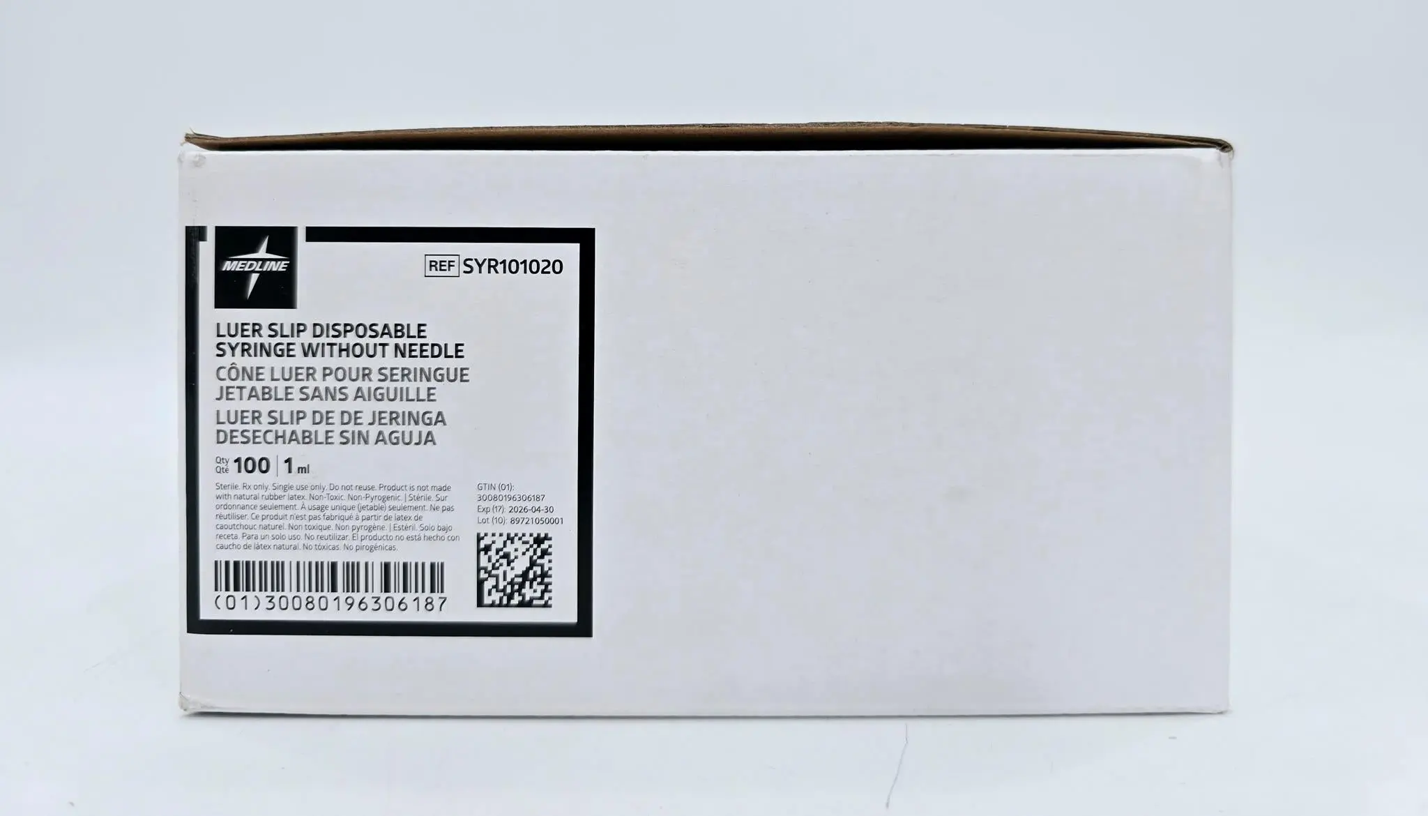 Medline SYR101020 Luer Slip Disposable Syringe w/o Needle Sterile 1ml BX/100 - Image 2