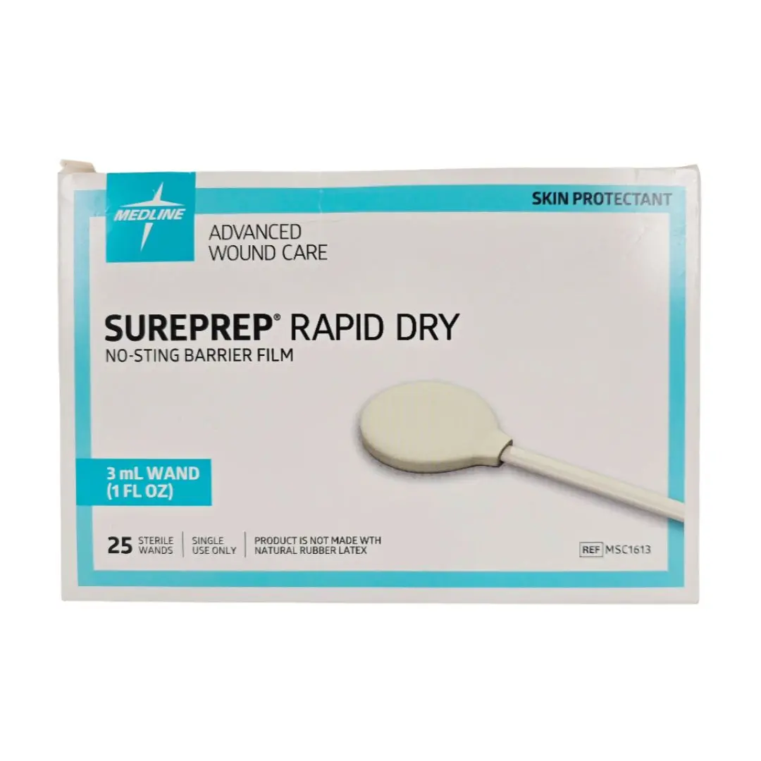 Medline MSC1613 SurePrep Rapid Dry Advanced Wound Care Skin Protectant No-Sting Barrier Film 3 mL Wand BX/25