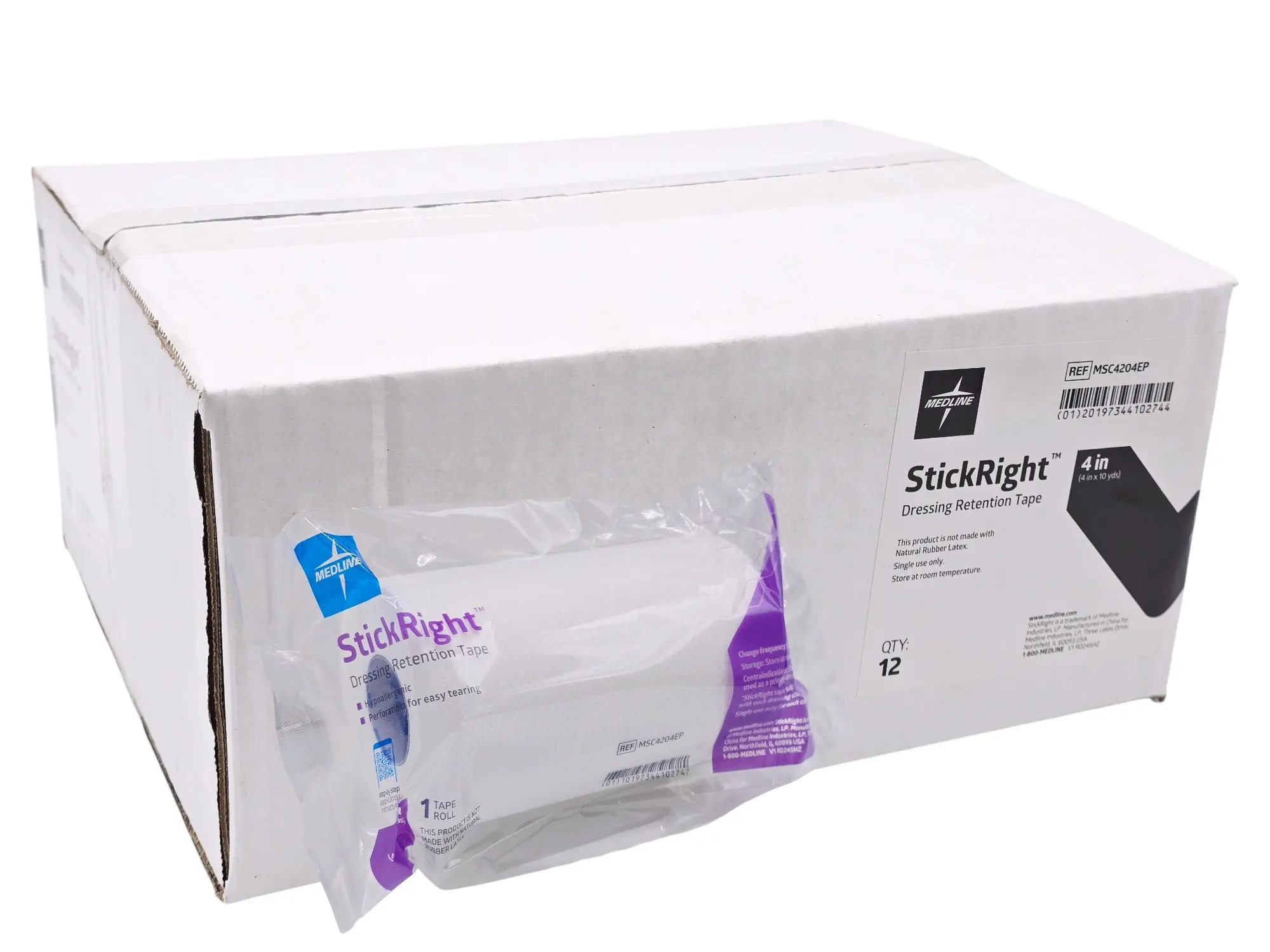 Medline MSC4204EP Stick Right Dressing Retention Tape 4" Bx 12