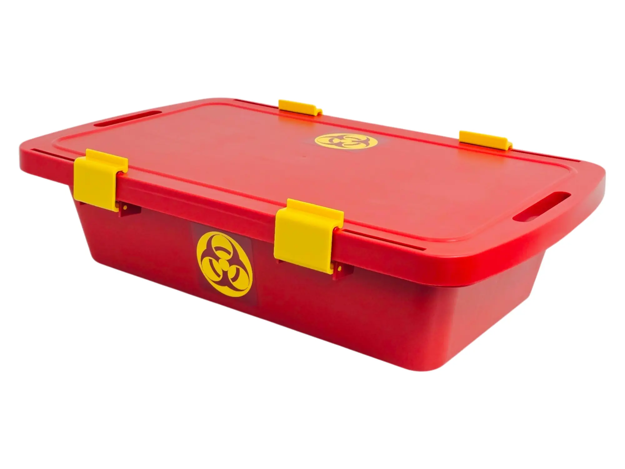 Medline Red Biohazard Instrument Transport Tote 29x18x8 with Lid & Tray - Image 2
