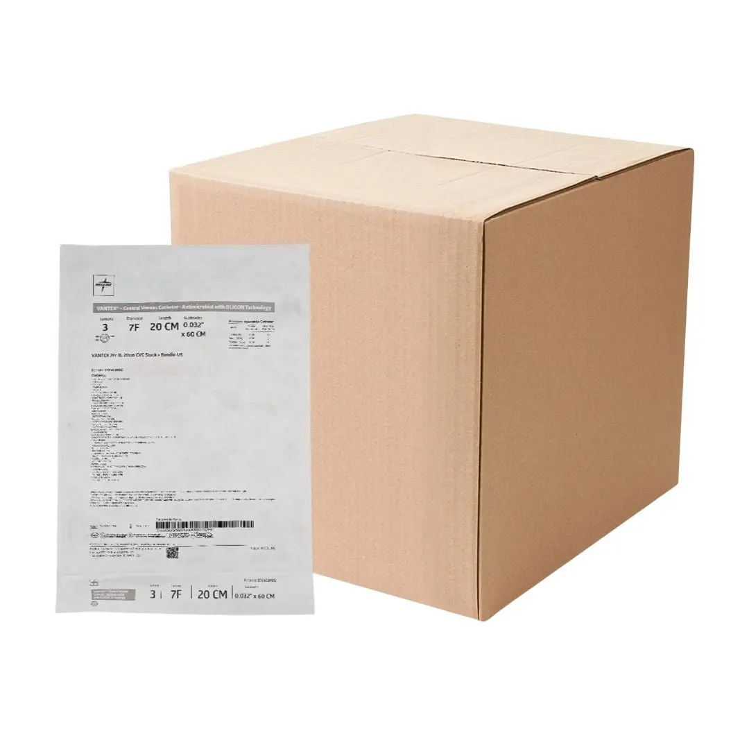 Medline STCVC01US VANTEX 7FR 3L 20cm CVC Stock + Bundle-US Central Venous Catheter Antimicrobial w/ OLIGON Technology CS/5
