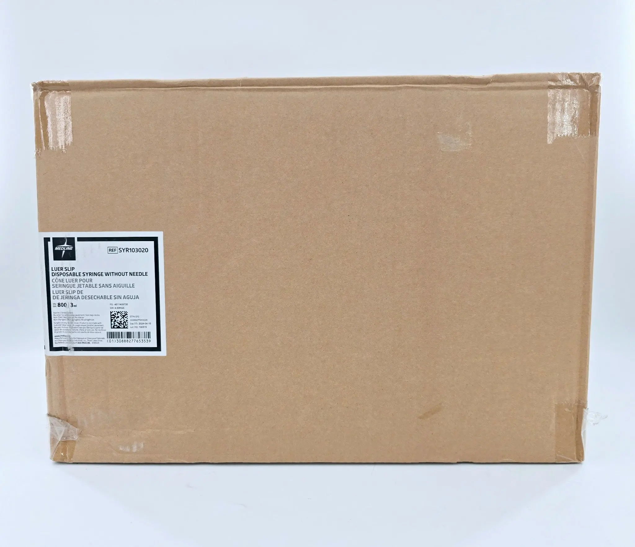 Medline SYR103020 3mL Luer Slip Disposable Syringes Without Needle Case of 800 - Image 3