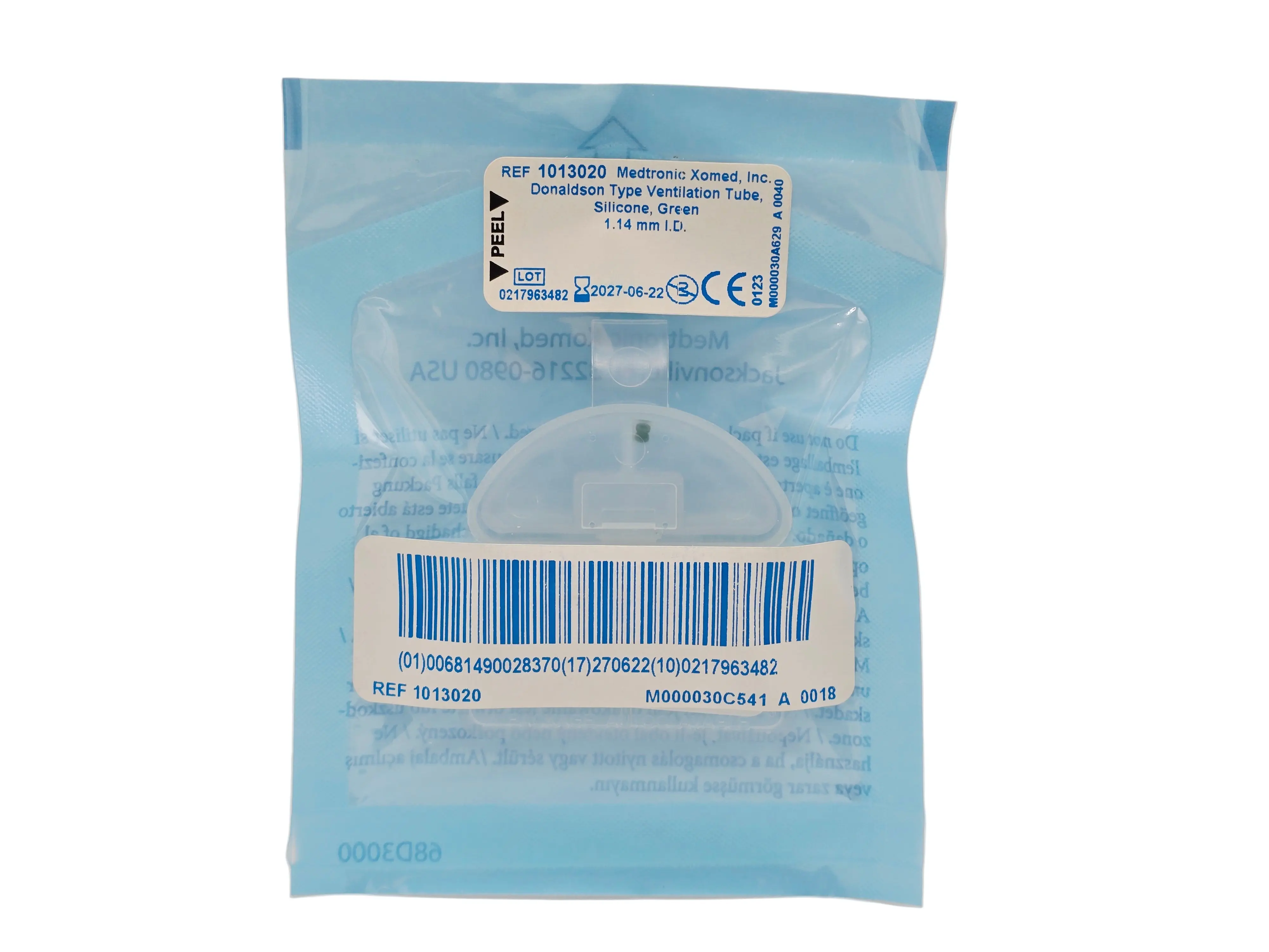 Medtronic 1013020 Donaldson Silicone Ventilation Tube 1.14 mm ID Green