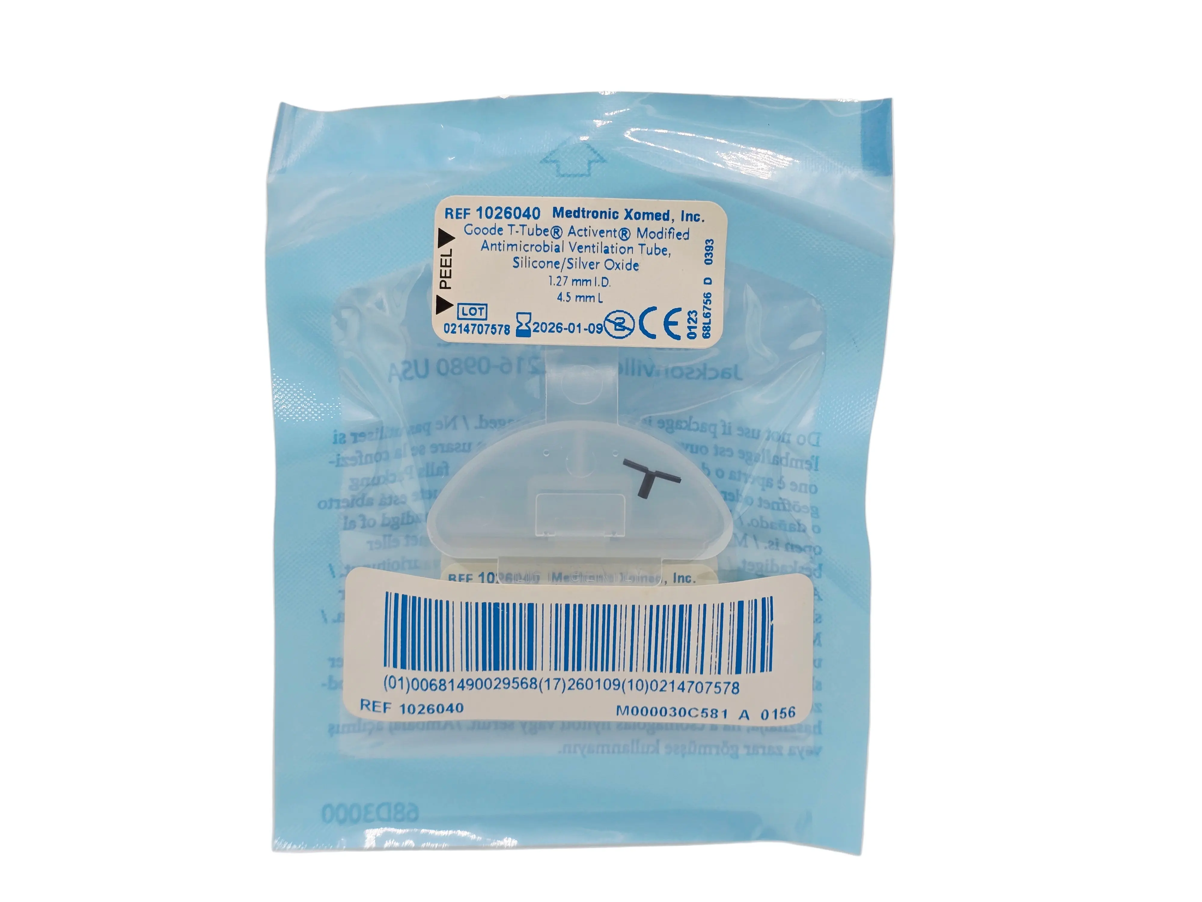 Medtronic 1026040 Goode T-Tube Activent Antimicrobial Vent Tube Each