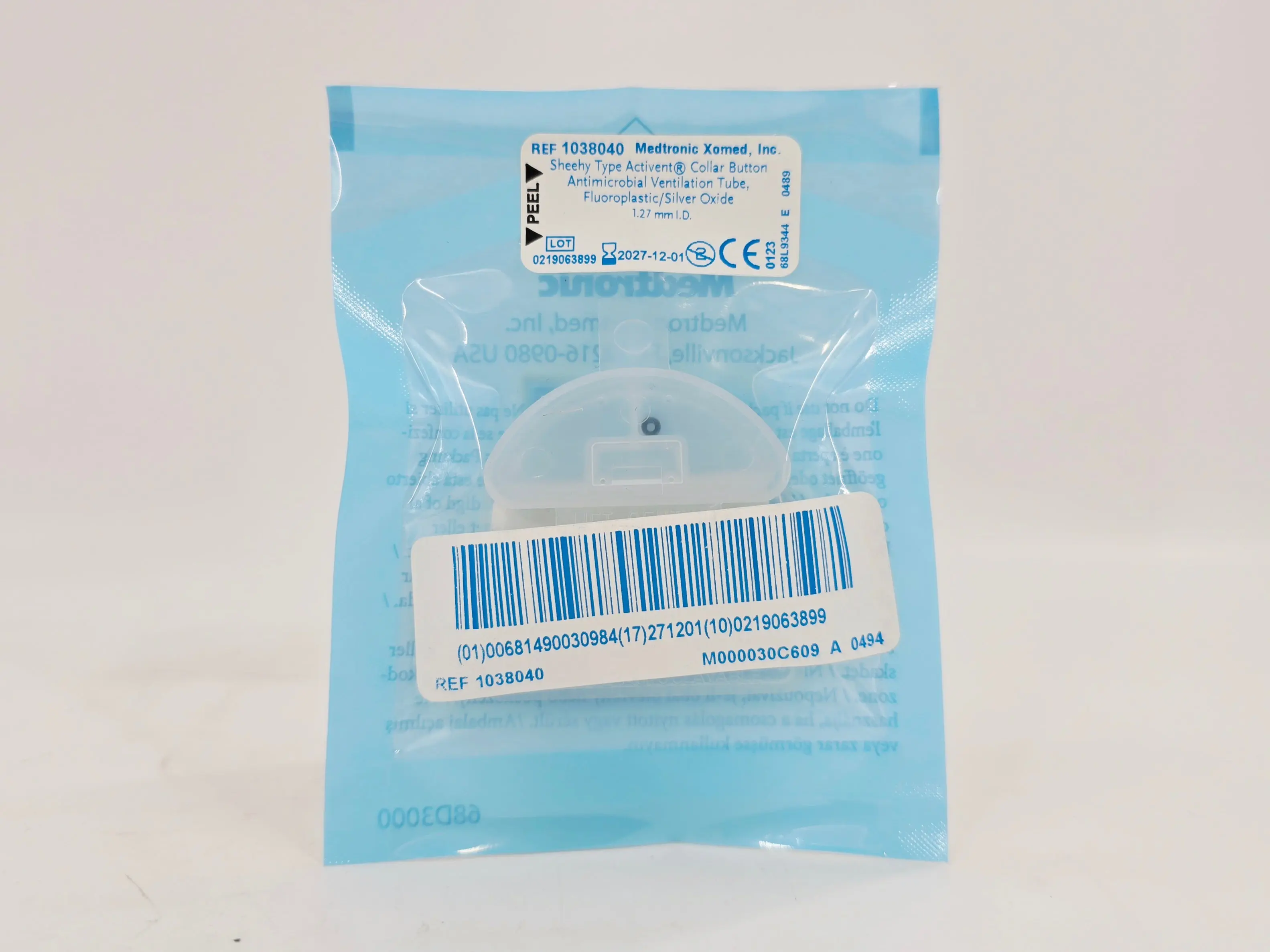 Medtronic 1038040 Sheehy Type Activent Collar Button Antimicrobial Ventilation Tube, Fluoroplastic/Silver Oxide 1.27mm I.D. 1/EA - Image 2