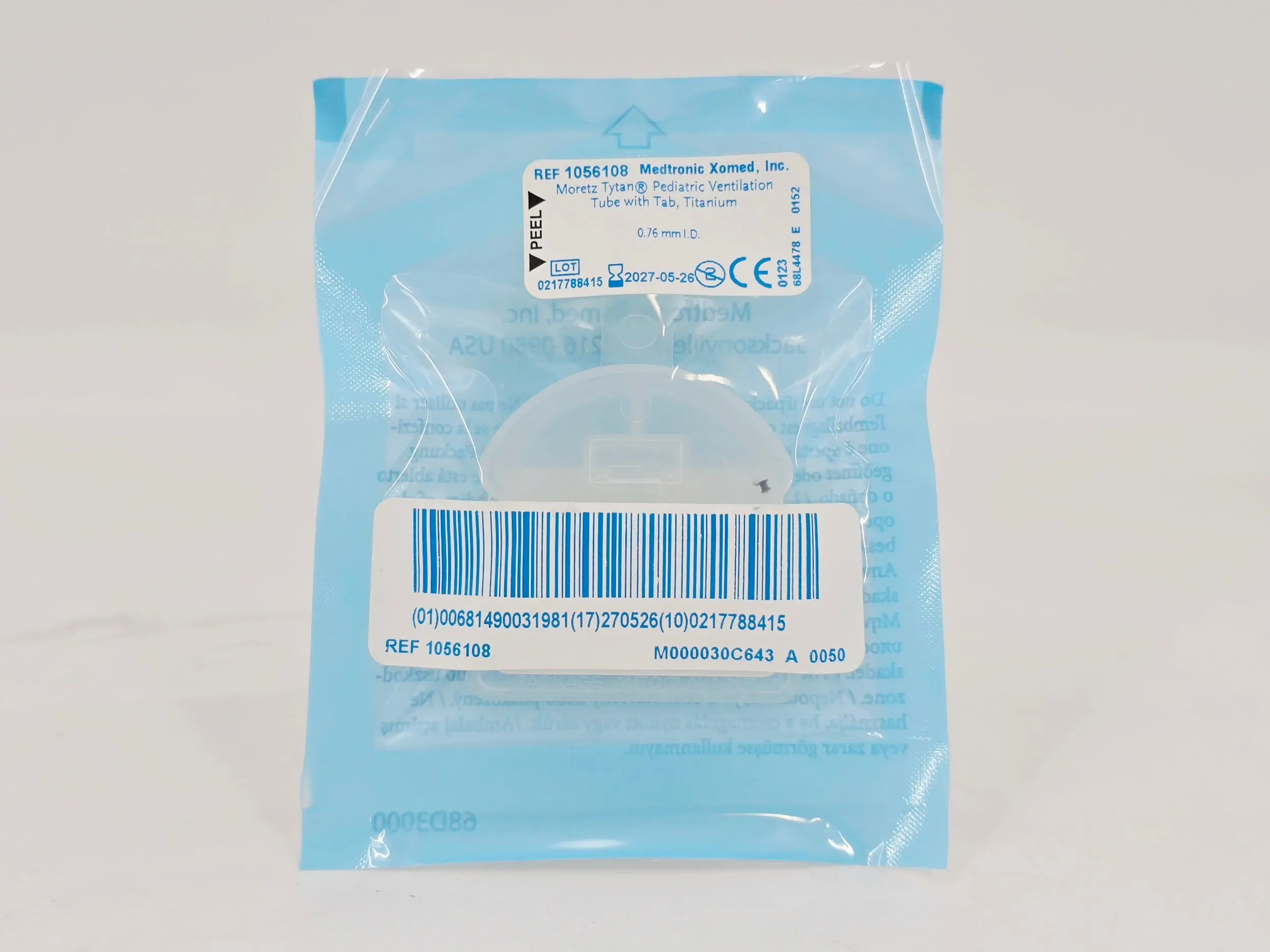 Medtronic 1056108 Moretz Tytan Pediatric Ventilation Tube w/ Tab, Titanium 0.76mm I.D. 1/EA - Image 2