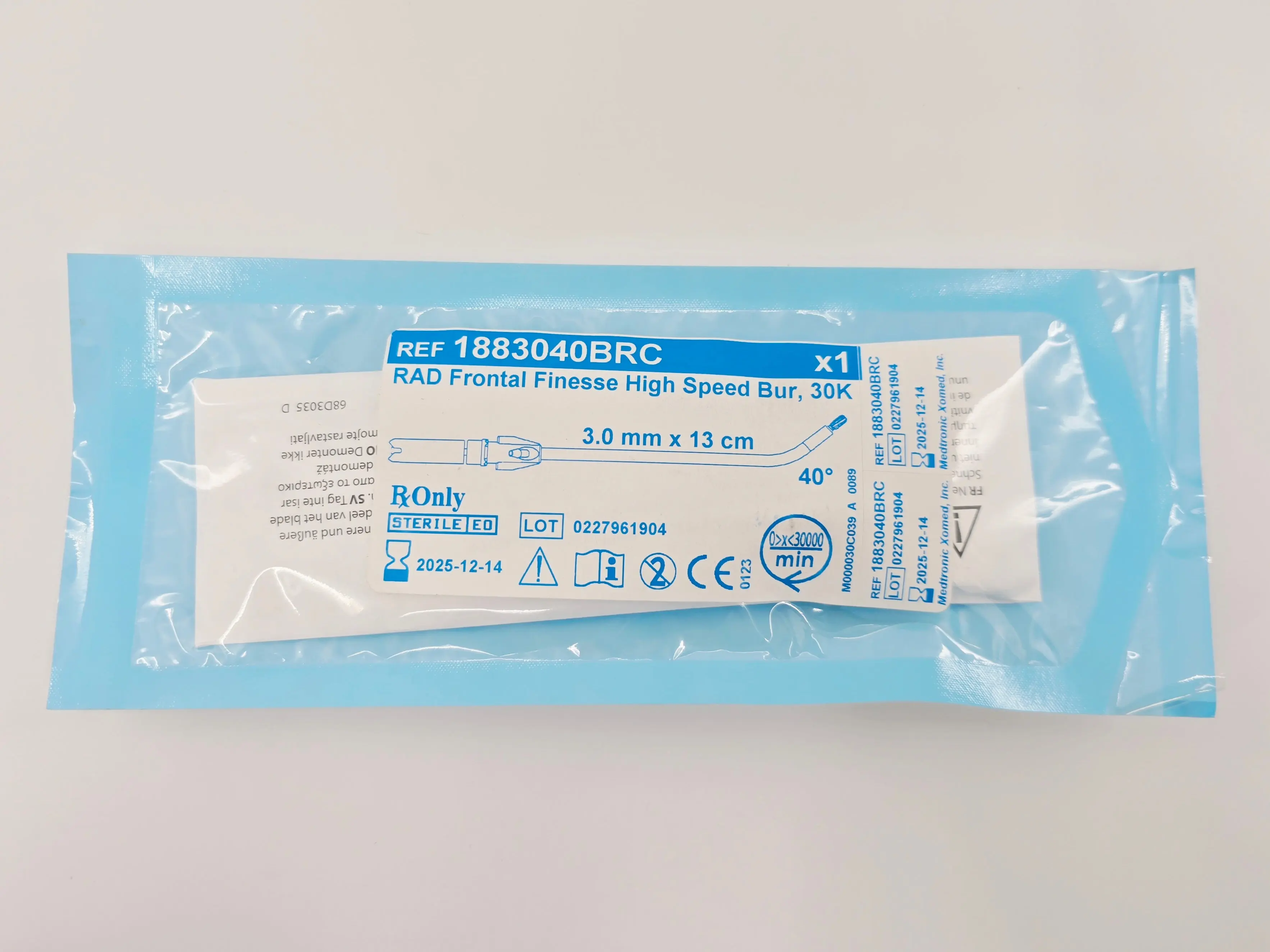 Medtronic 1883040BRC RAD Frontal Finesse High Speed Bur, 30K 3.0mm x 13cm 40° - Image 2