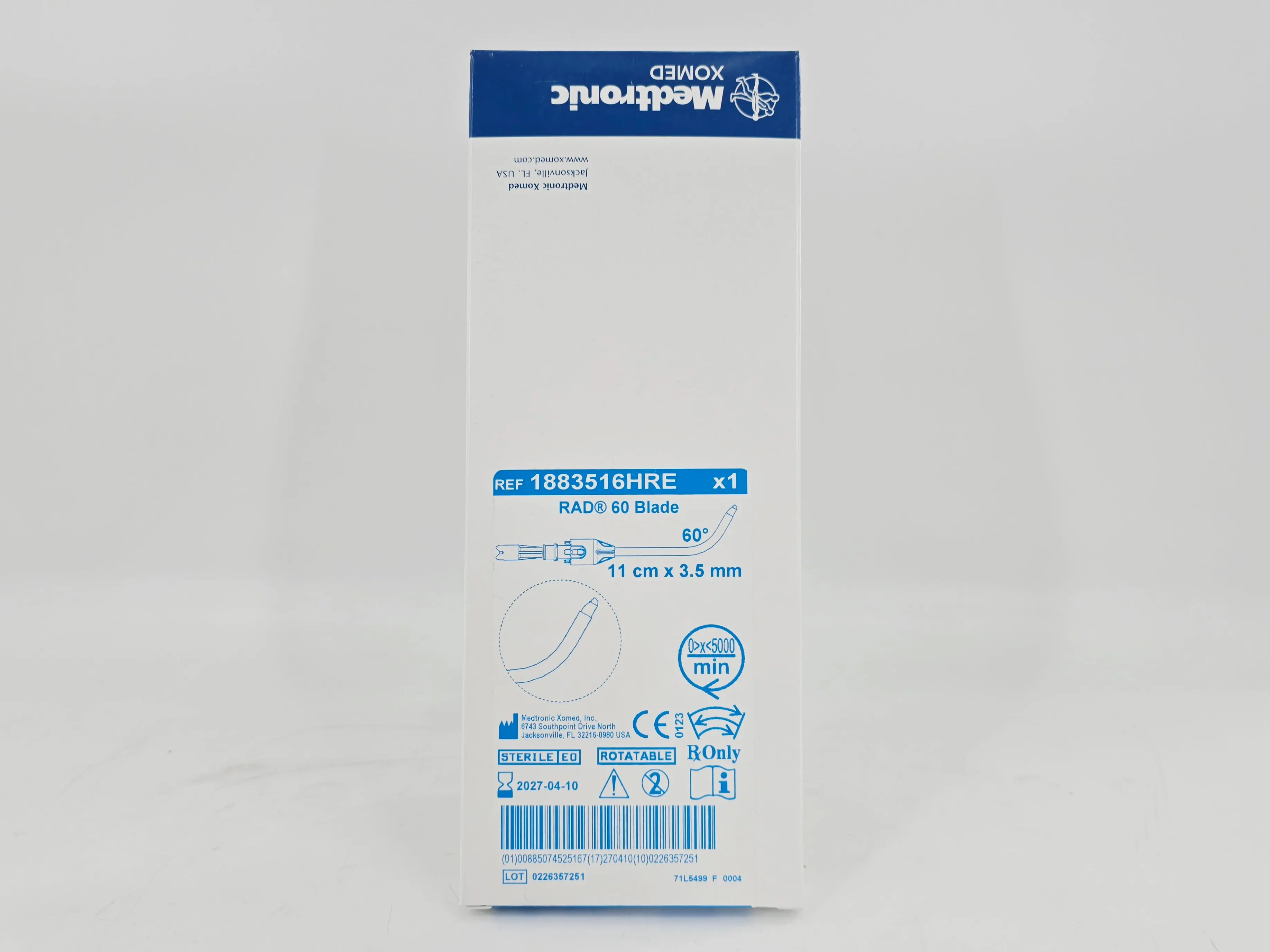 Medtronic 1883516HRE RAD 60 Rotatable Curved Sinus Blade 60° 11 cm x 3.5 mm 1/BX - Image 2