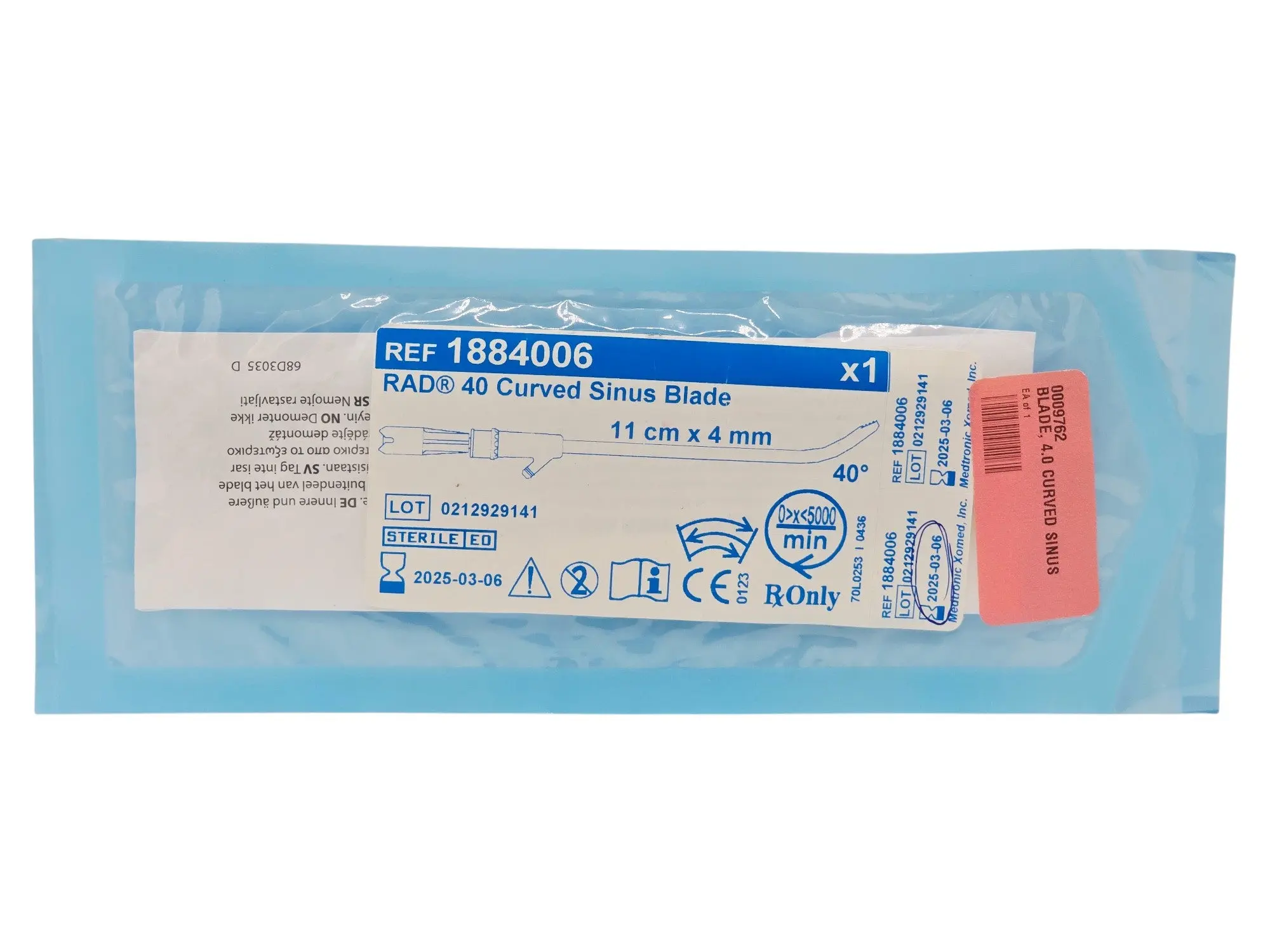 Medtronic 1884006 Rad 40 Curved Sinus Blade 11cm x 4mm 1/EA