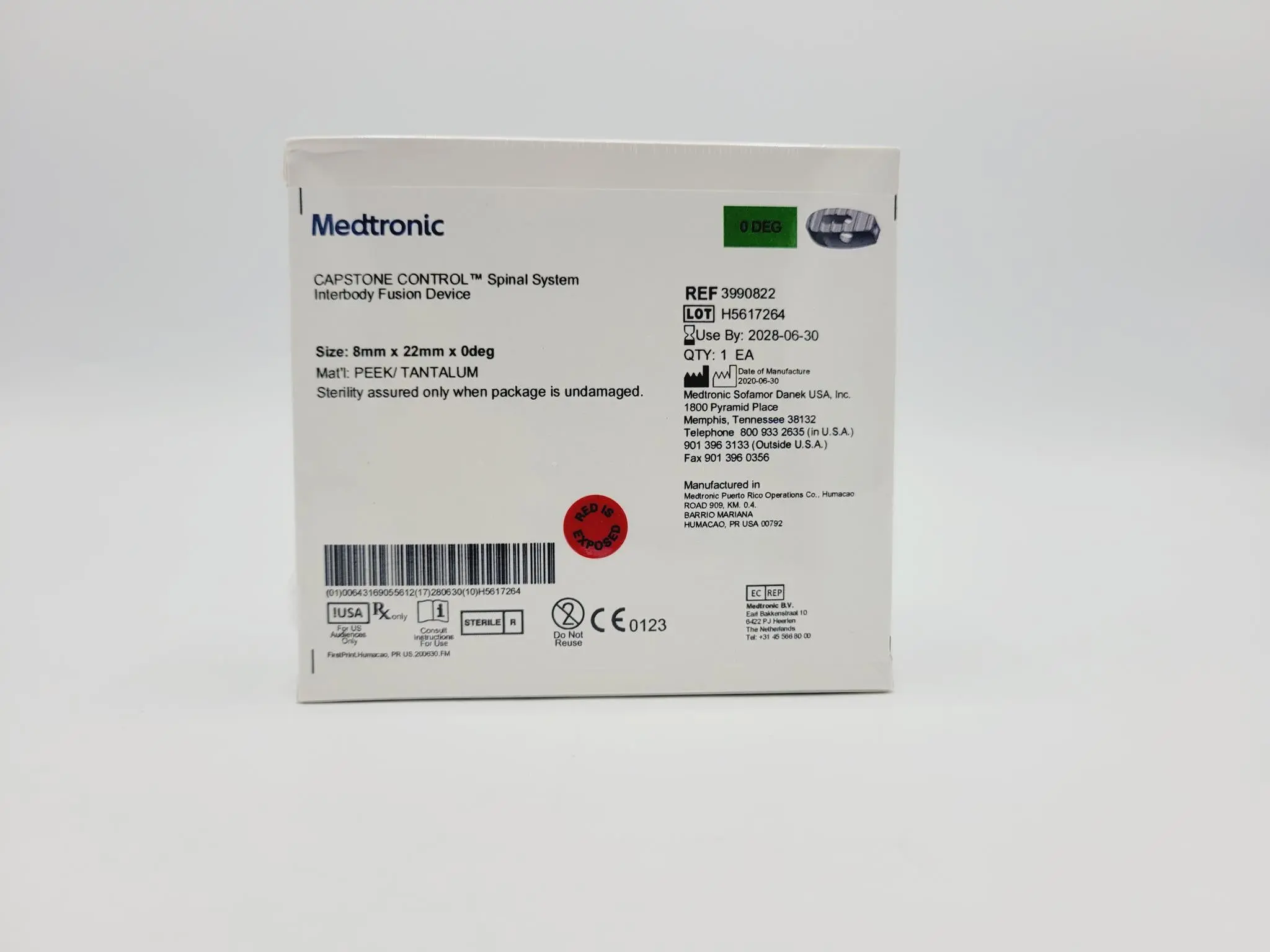 Medtronic 3990822 0 Deg 8mm x 22mm Capstone Control Interbody Fusion Device - Image 2