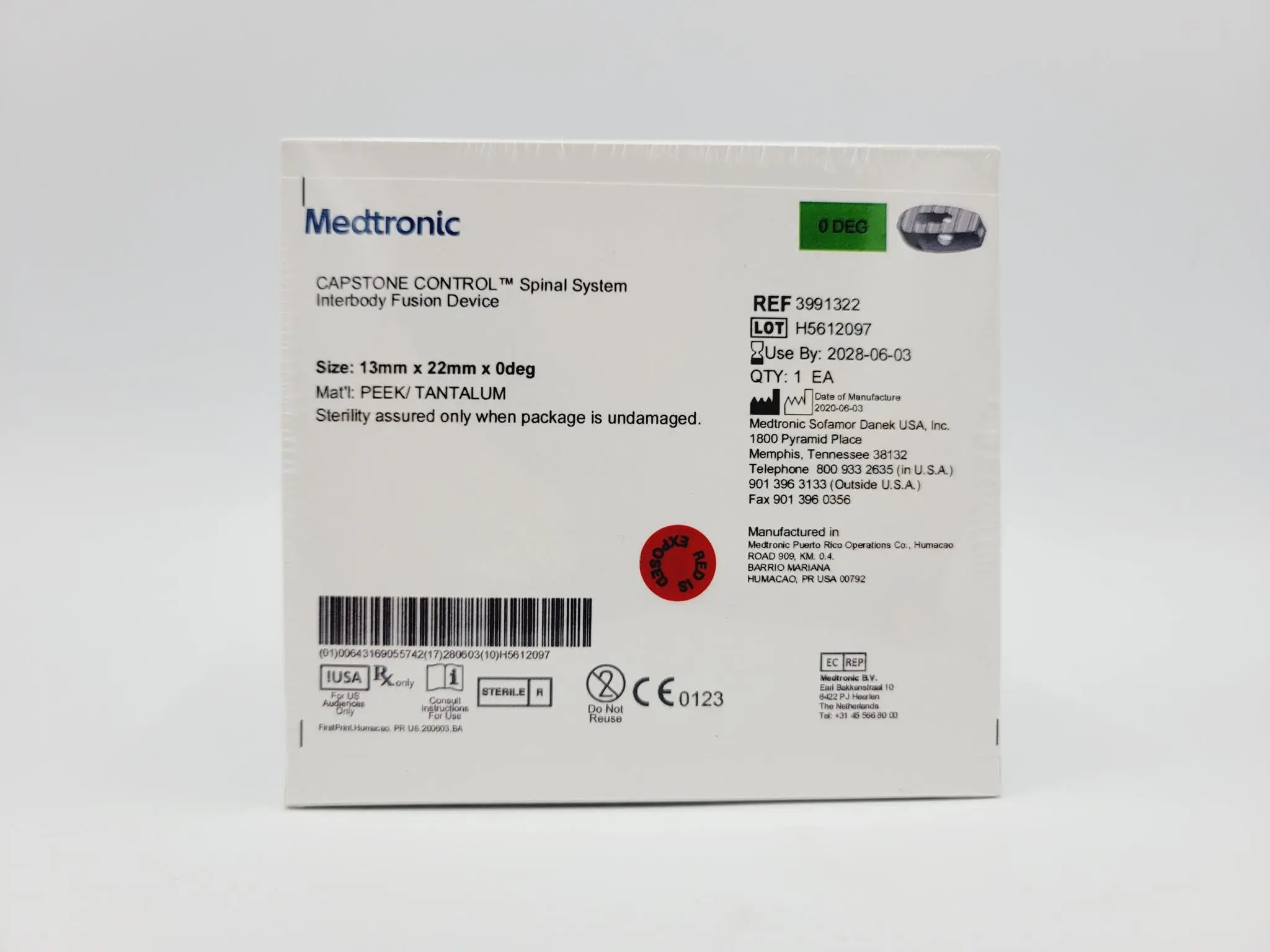 Medtronic 3991322 0 Deg 13mm x 22mm Capstone Control Interbody Fusion Device - Image 2