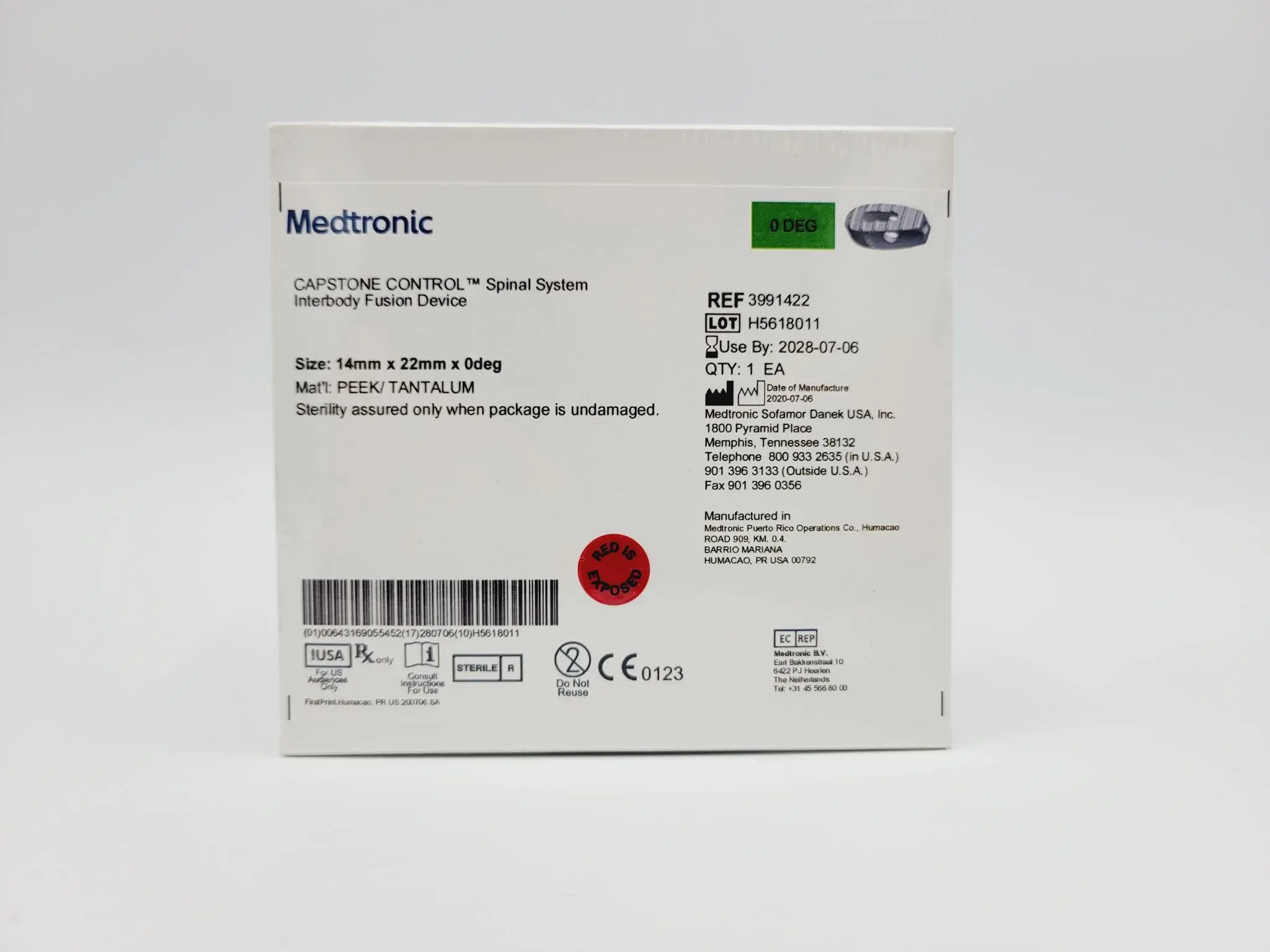 Medtronic 3991422 0 Deg 14mm x 22mm Capstone Control Interbody Fusion Device - Image 2