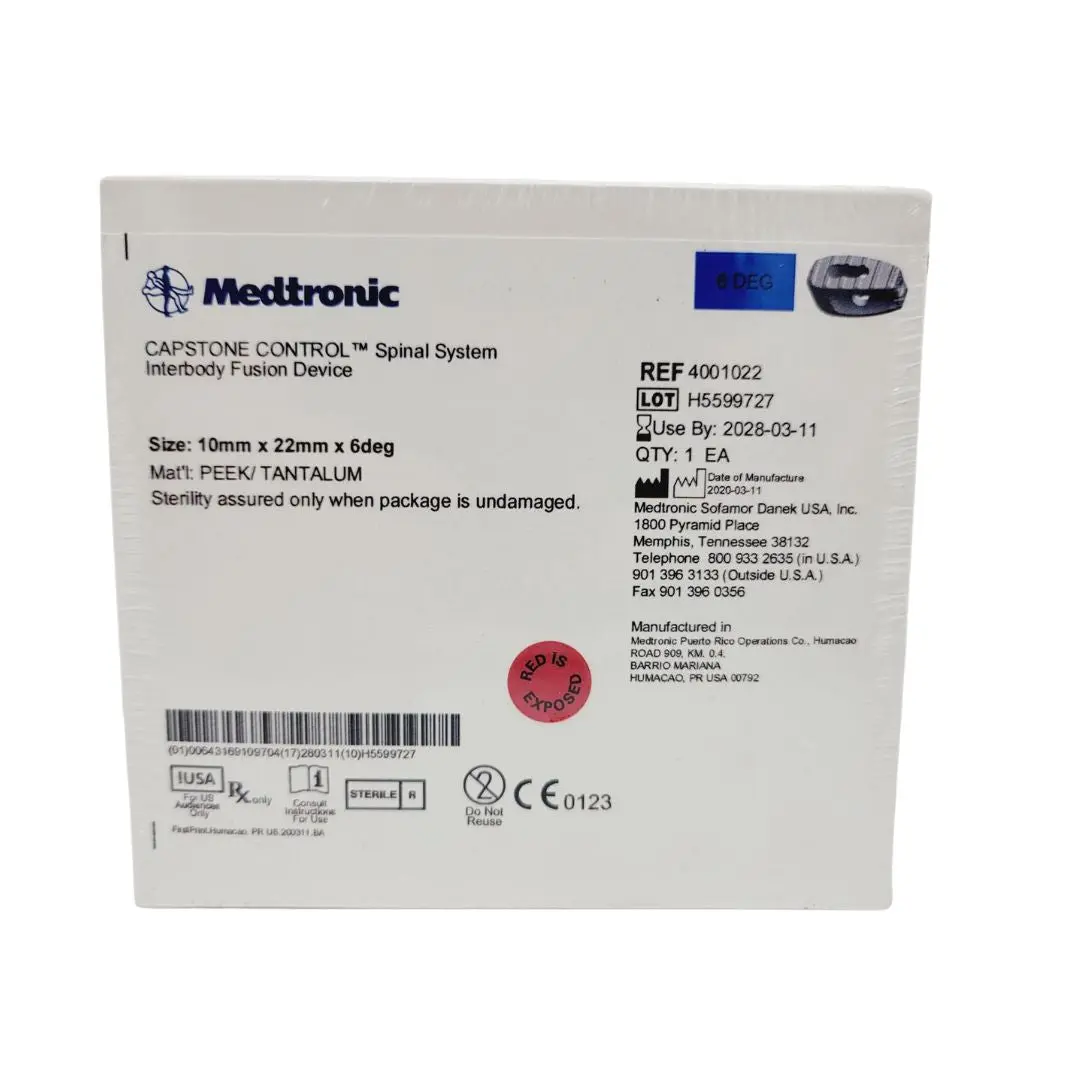 Medtronic 4001022 6 Deg 10mm x 22mm Capstone Control Interbody Fusion Device