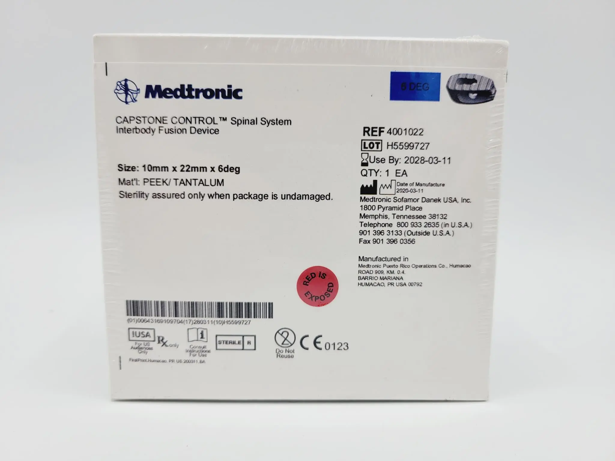 Medtronic 4001022 6 Deg 10mm x 22mm Capstone Control Interbody Fusion Device - Image 2