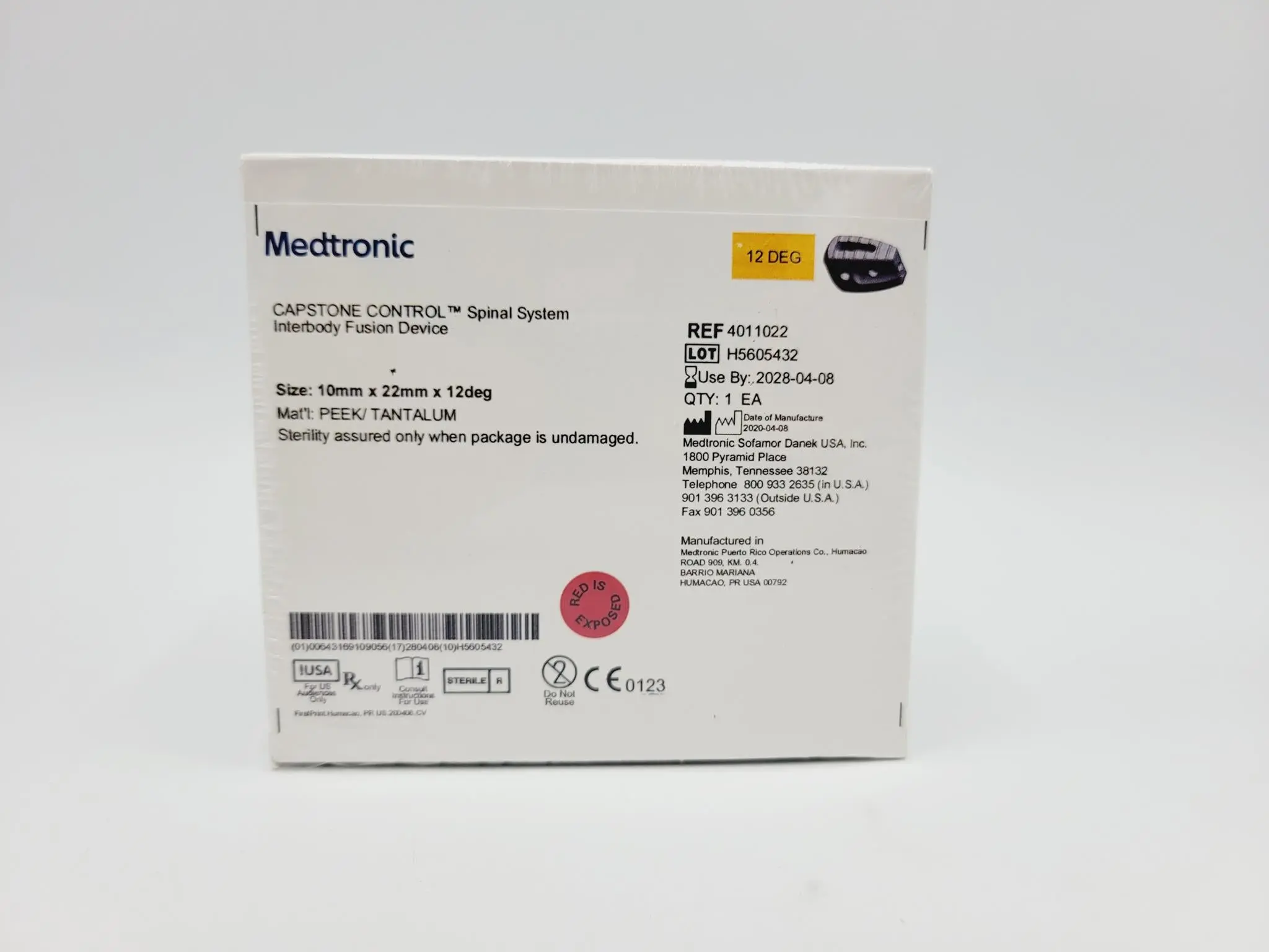 Medtronic 4011022 12 Deg 10mm x 22mm Capstone Control Interbody Fusion Device - Image 2