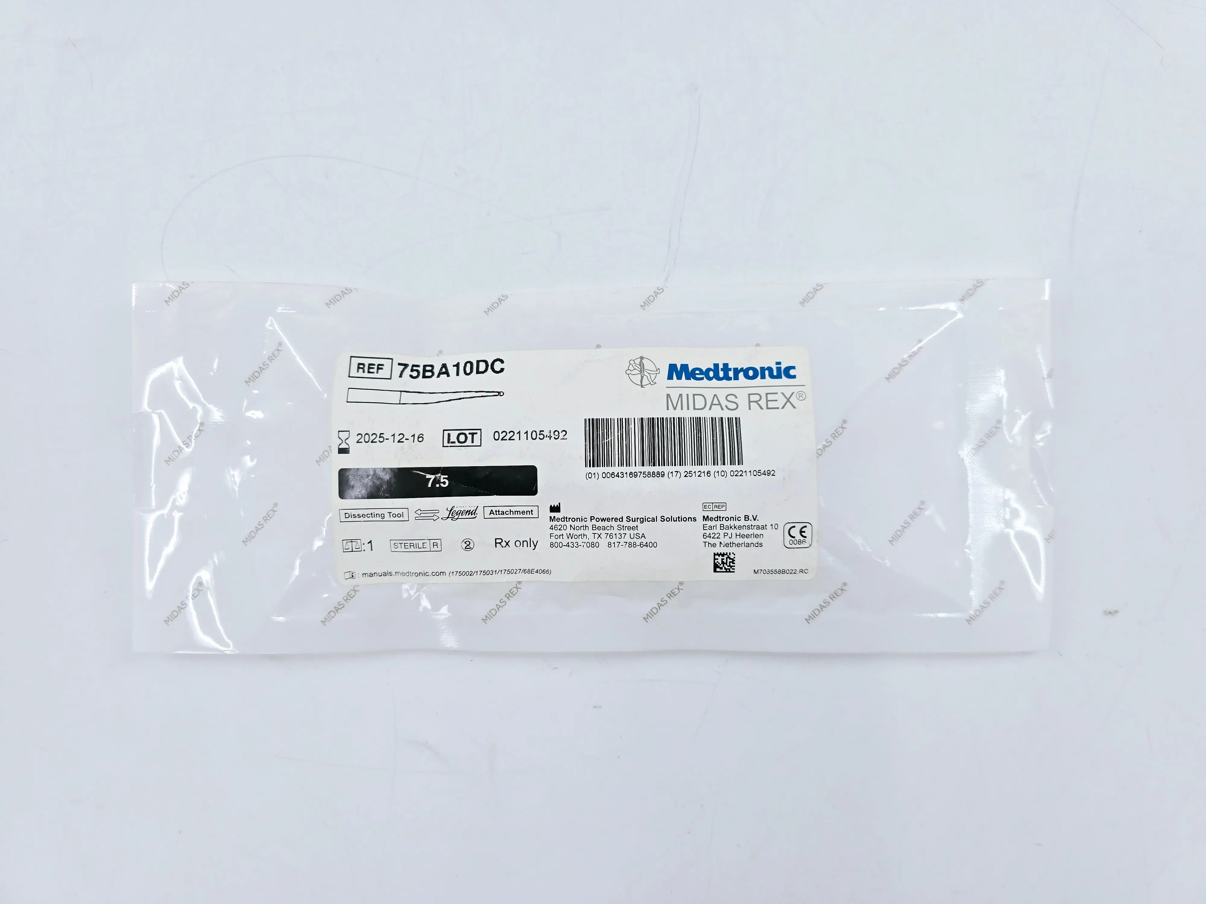 Medtronic 75BA10DC Midas Rex Legend Attachment Bur Dissecting Tool Diamond Ball End 7.5cm - Image 2