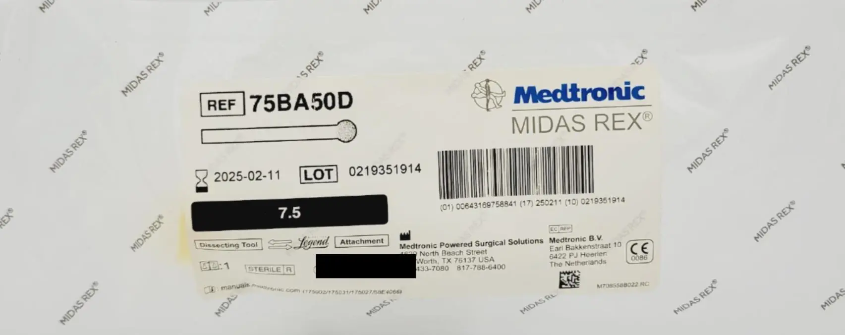Medtronic 75BA50D Midas Rex Dissecting Tool Legend Attachment