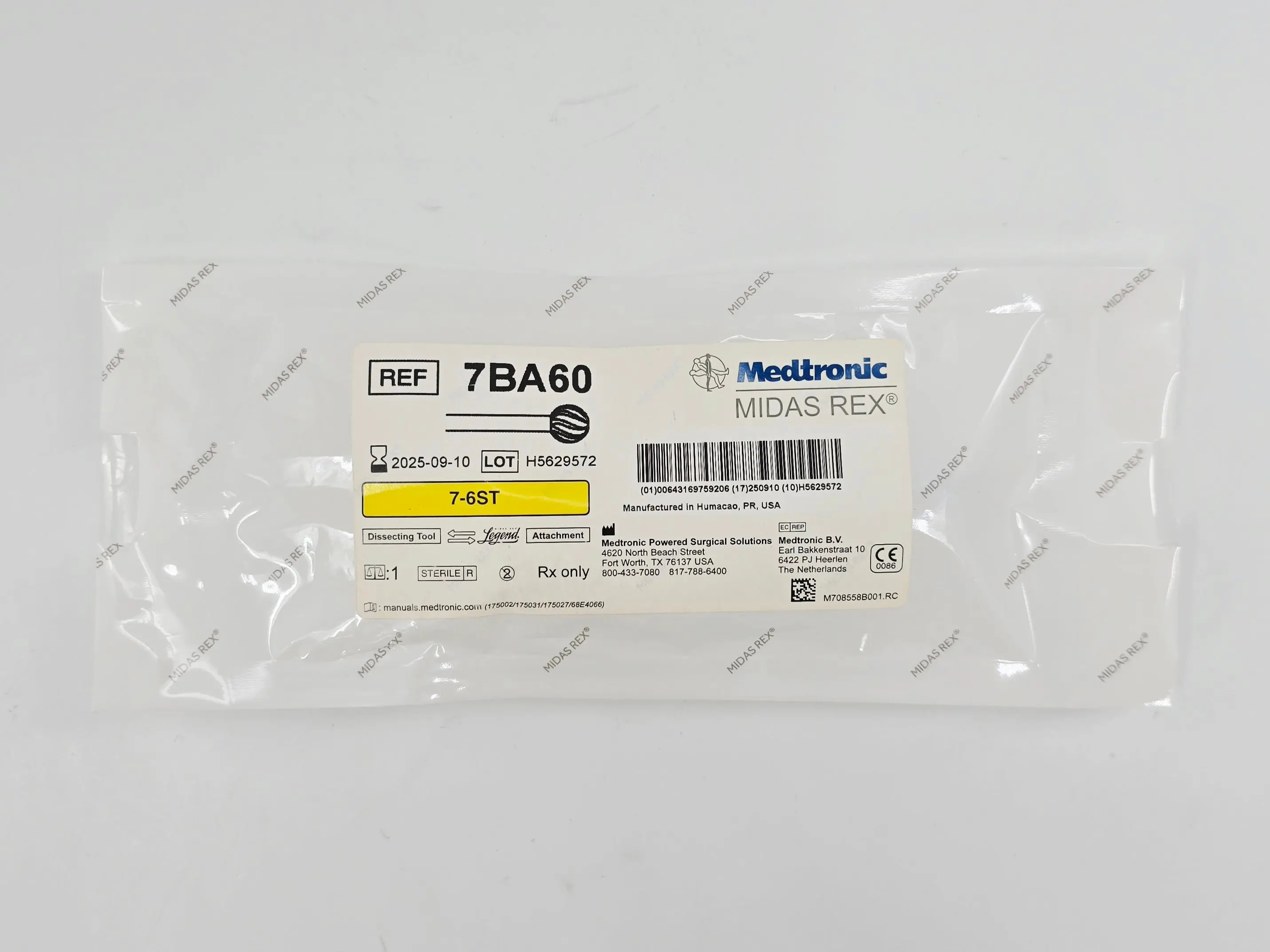 Medtronic 7BA60 Midas Rex 7-6ST Legend Bur Attachment 7cm x 6mm Dissecting Tool - Image 2