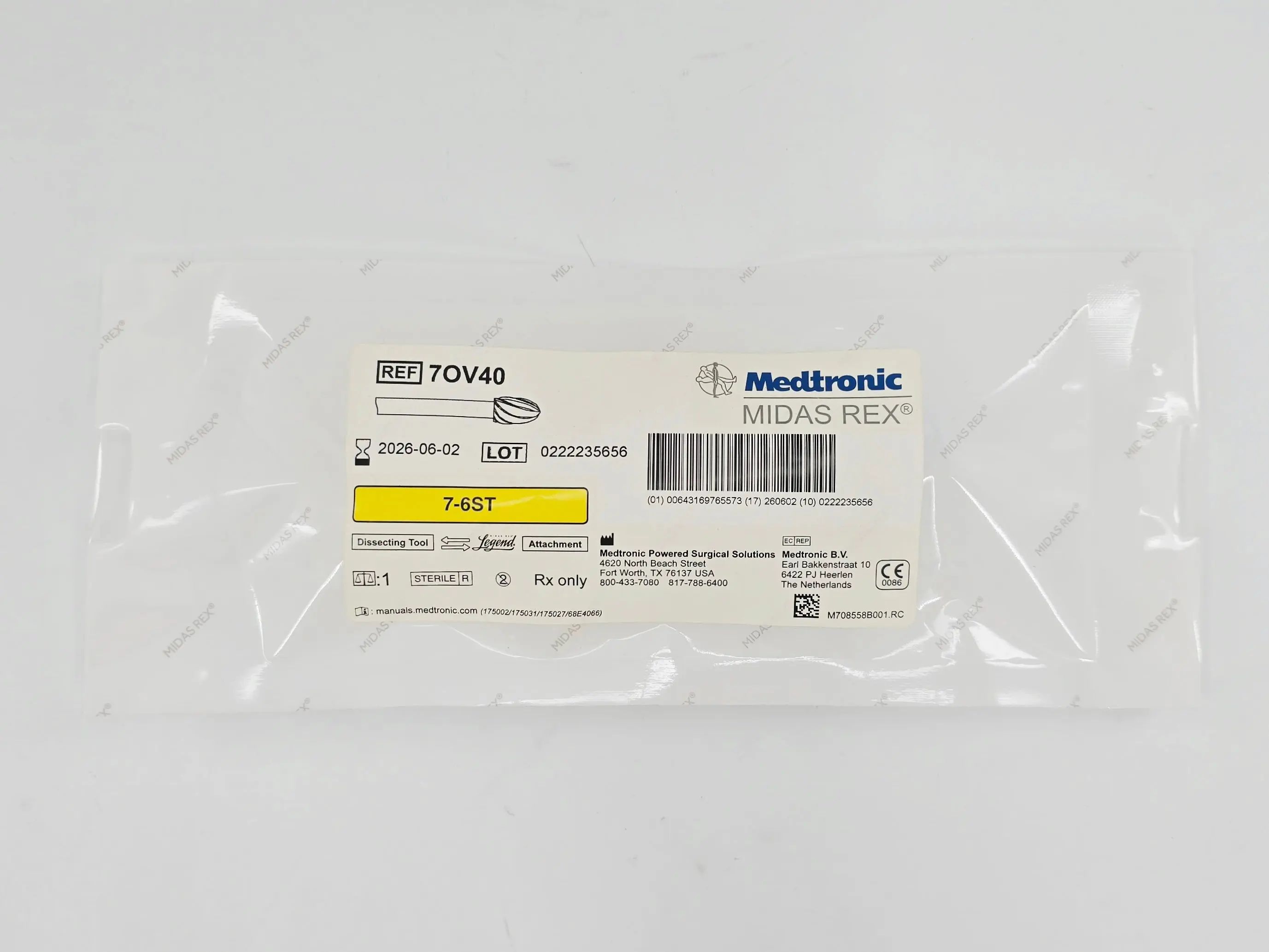 Medtronic 7OV40 Midas Rex 7-6ST Legend Attachment 7cm x 4mm Dissecting Tool - Image 2