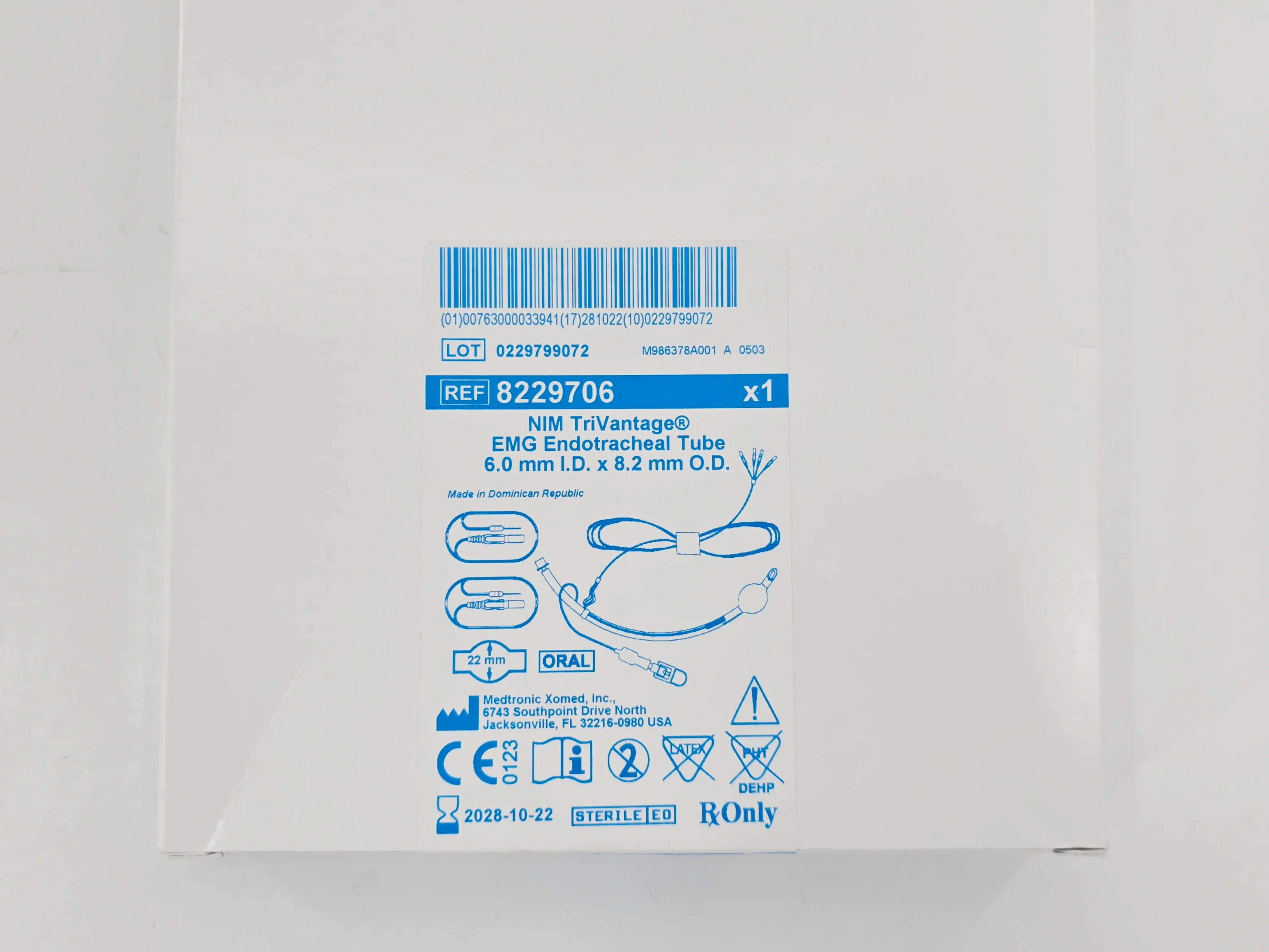 Medtronic 8229706 NIM TriVantage EMG Endotracheal Tube 6.0mm I.D. x 8.2mm O.D. 1/EA - Image 3