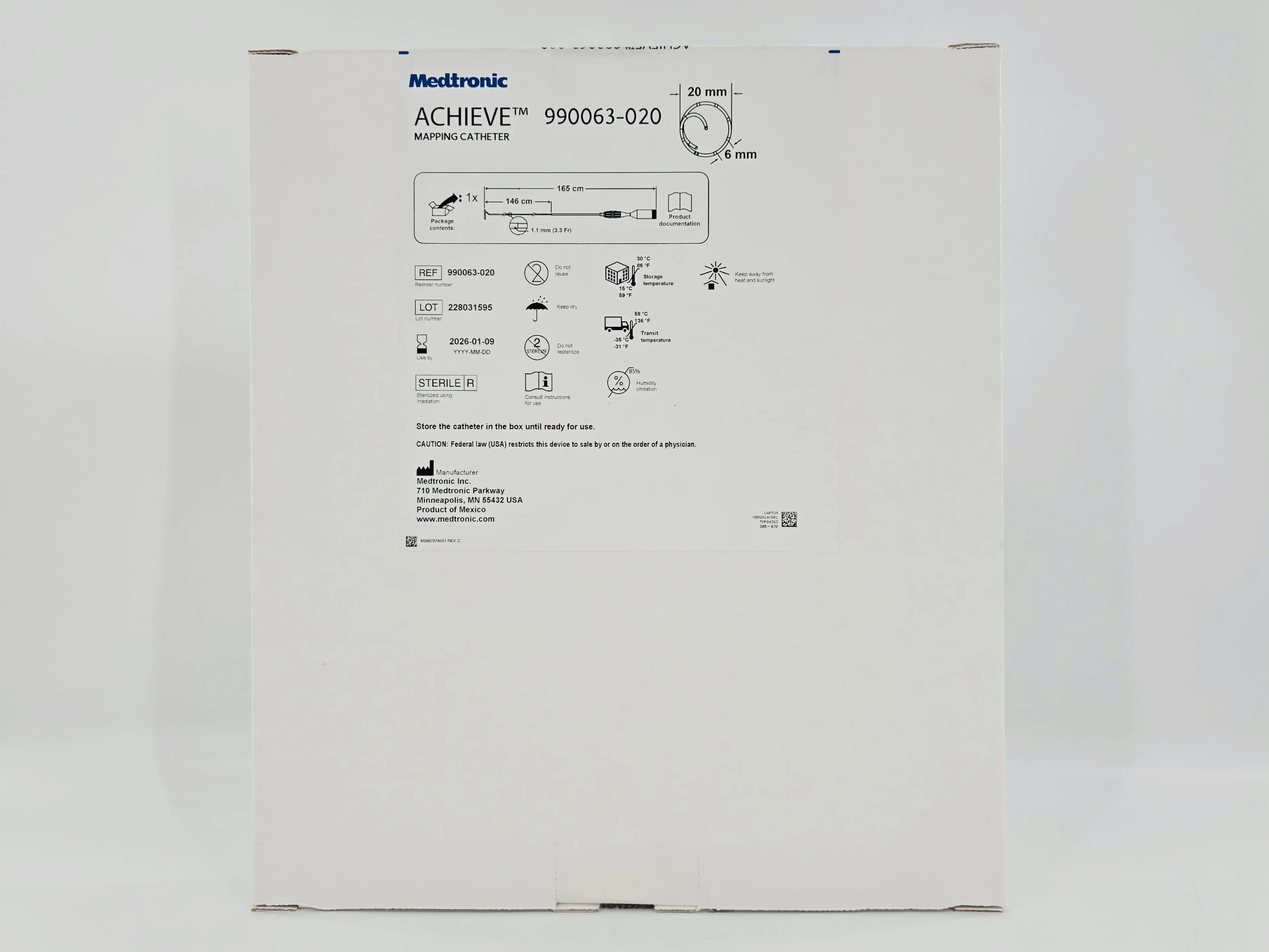 Medtronic 990063-020 ACHIEVE Mapping Catheter 20mm Loop 6mm x 165cm 1/EA - Image 2