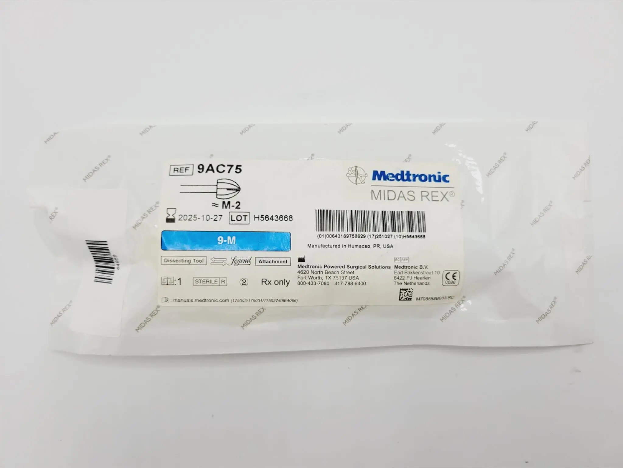 Medtronic 9AC75 Midas Rex 9-M Legend Burr Attachment 9cm x 7.5mm Surgical Drill - Image 2