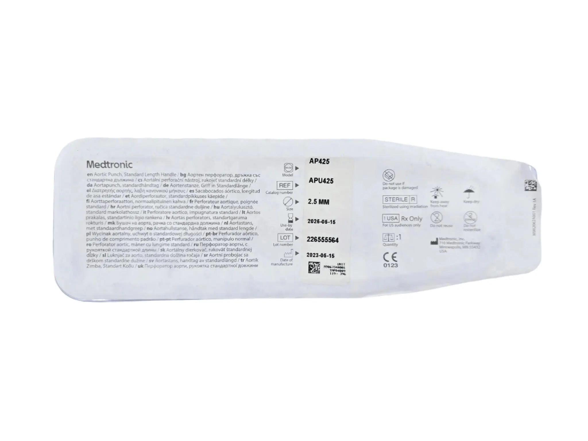 Medtronic APU425 Aortic Punch Standard Length Handle 2.5mm