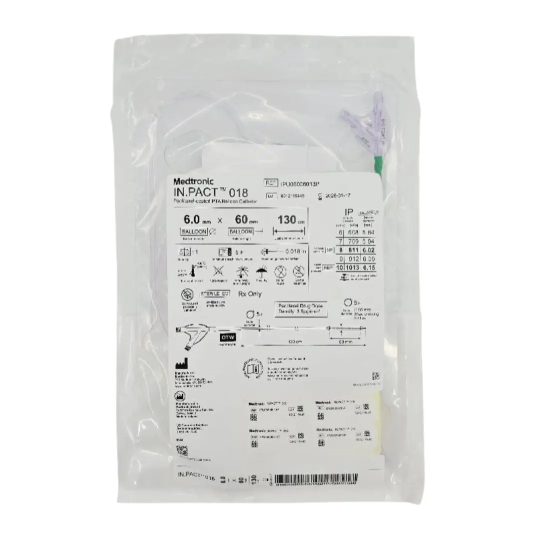 Medtronic IPU06006013P In.Pact 018 Paclitaxel-coated PTA Balloon Catheter 6.0mm x 60mm 130cm
