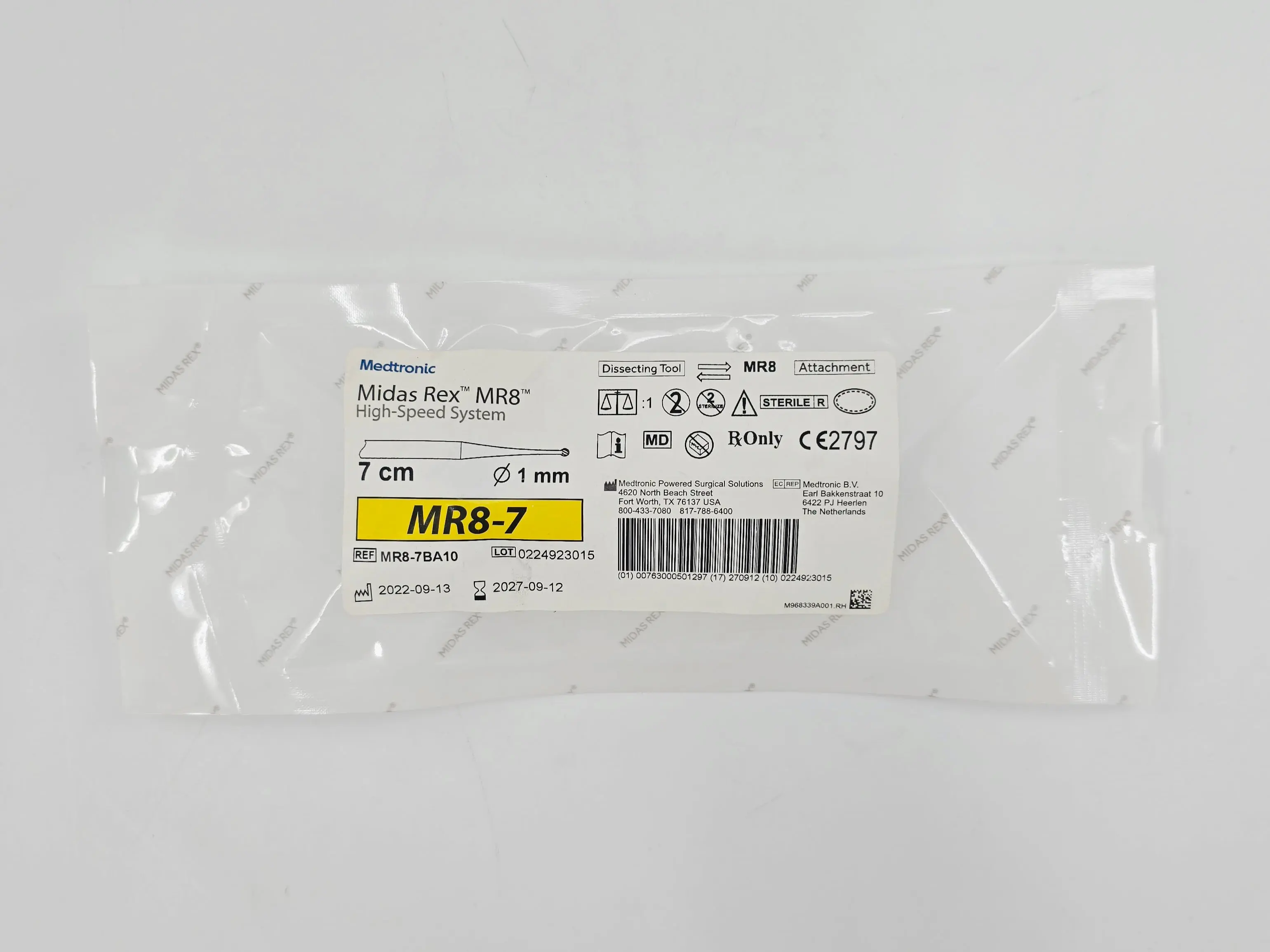 Medtronic MR8-7BA10 Midas Rex MR8 High Speed System Attachment 7cm x 1mm Dissecting Tool - Image 2